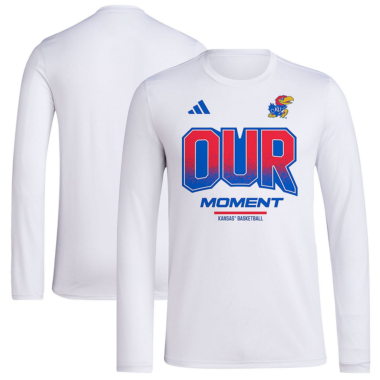 Unisex adidas Kansas Jayhawks 2024 On-Court Bench Our Moment Long Sleeve T-Shirt                                                 - view number 1