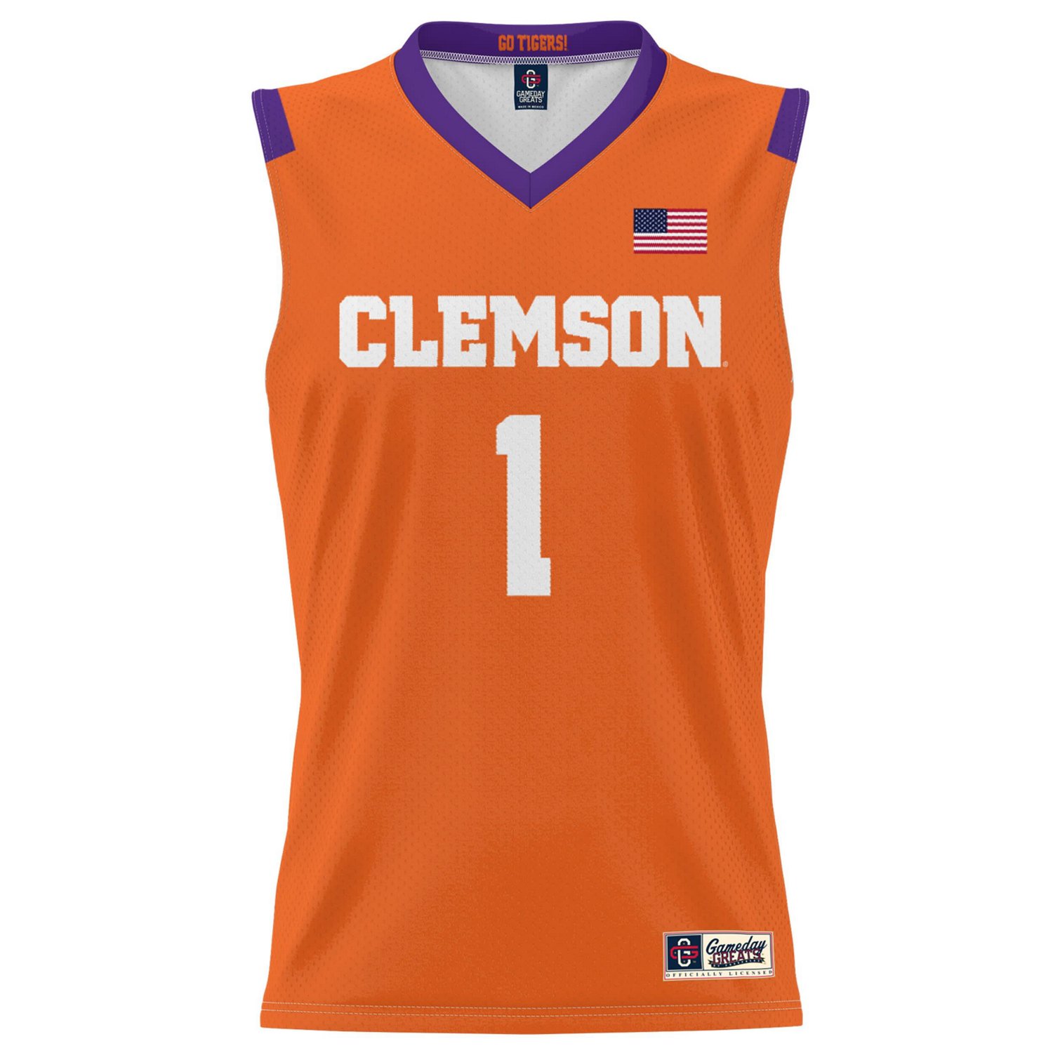 Unisex GameDay Greats 1 Clemson Tigers Lightweight Basketball Jersey - view number 2