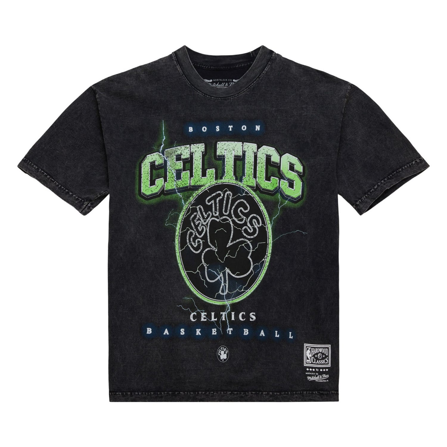 Unisex Mitchell  Ness Boston Celtics Hardwood Classics Vintage Voltage Premium Heavyweight T-Shirt - view number 2