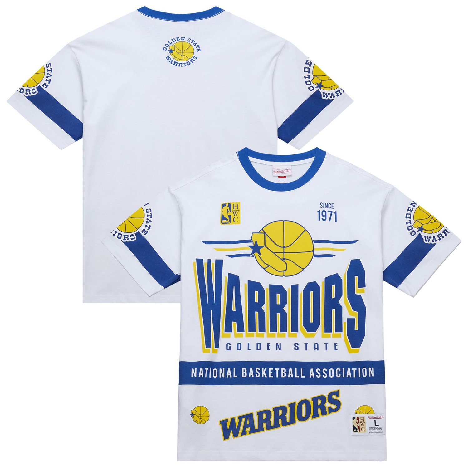 Unisex Mitchell  Ness Golden State Warriors Hardwood Classics Vintage Team Origins Premium T-Shirt