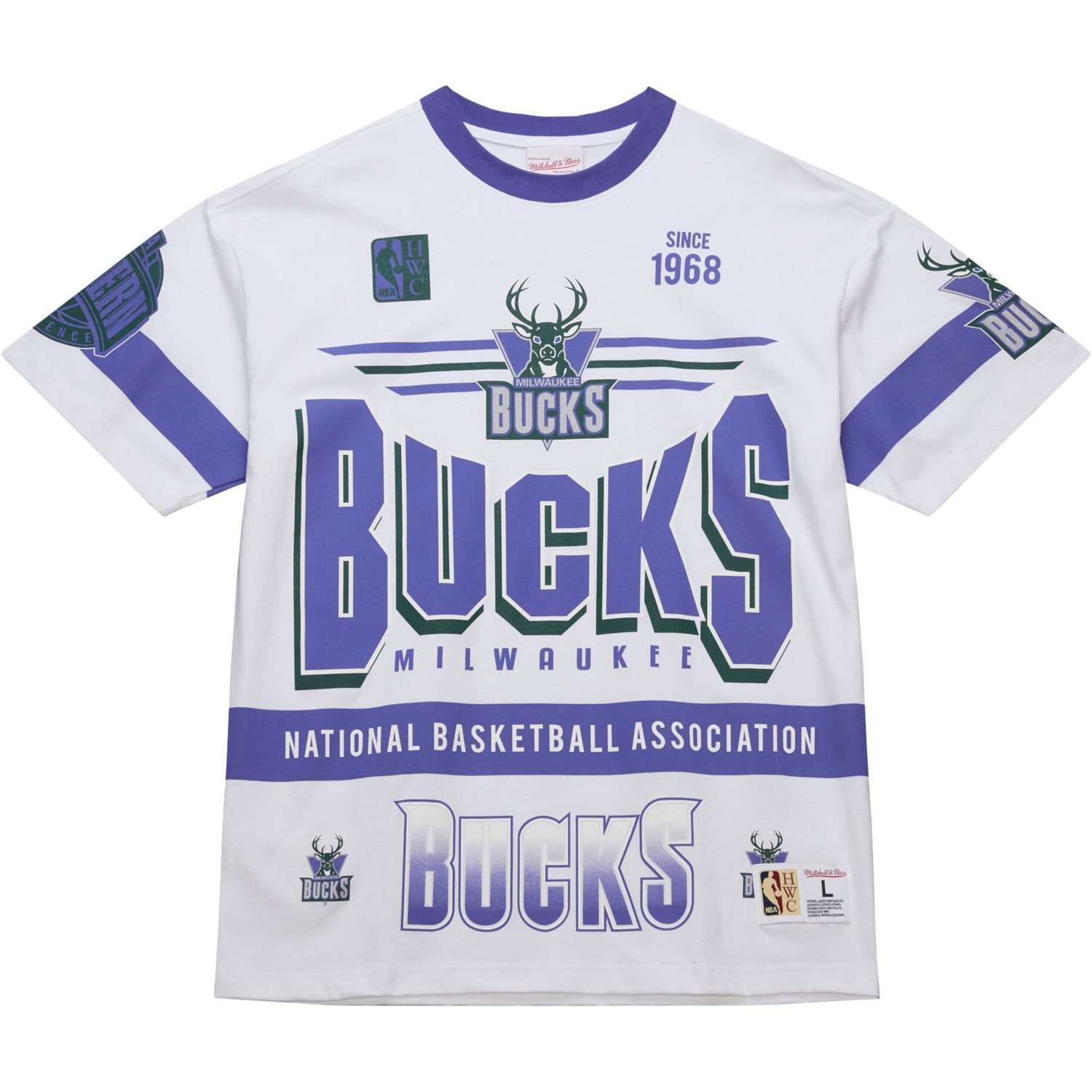 Unisex Mitchell  Ness Milwaukee Bucks Hardwood Classics Vintage Team Origins Premium T-Shirt                                     - view number 2
