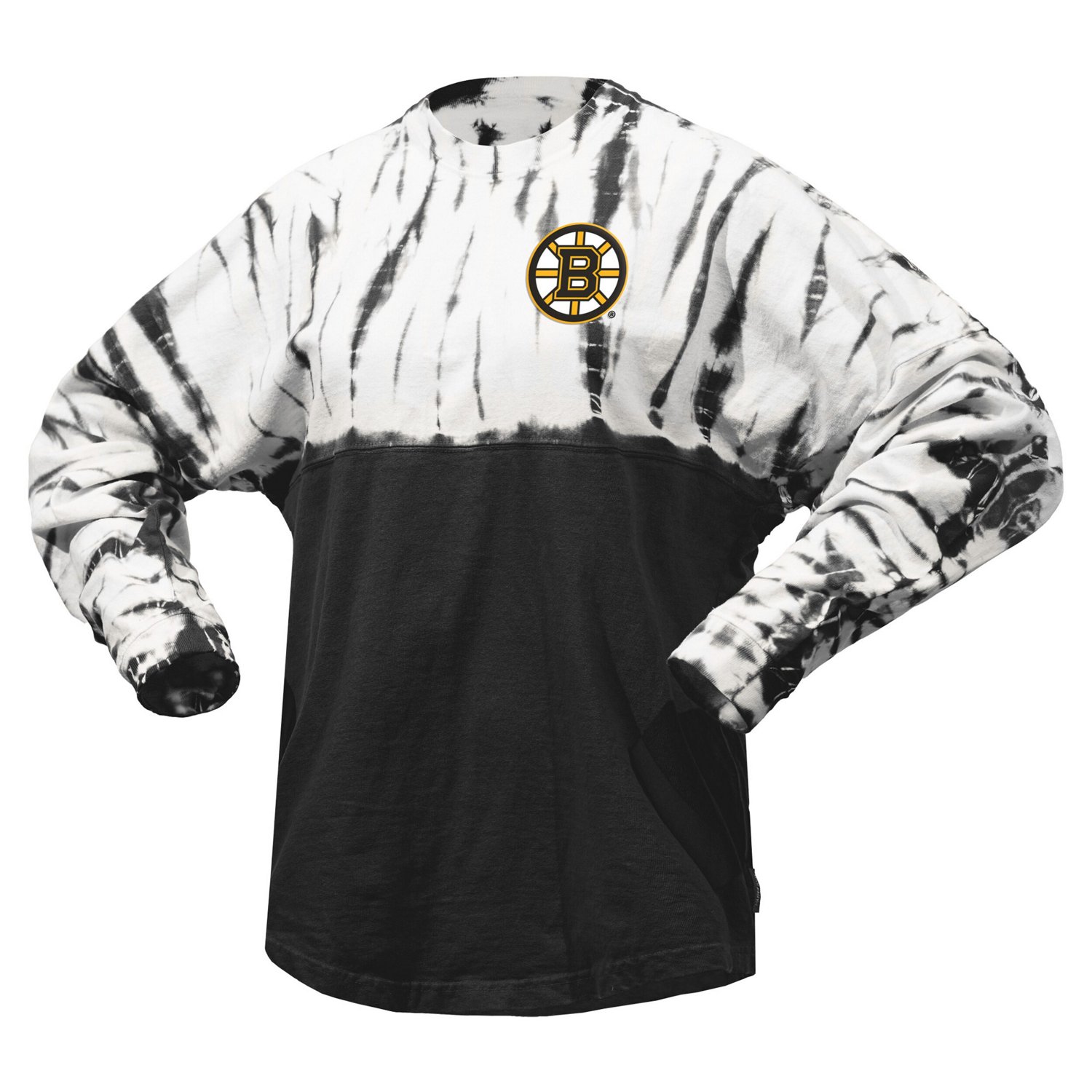 Unisex Spirit Jersey Boston Bruins Crystal Half Dye Long Sleeve T-Shirt