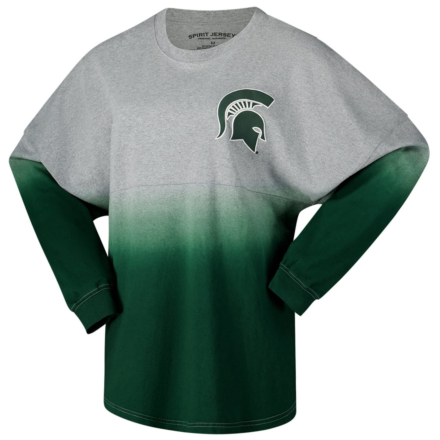 Unisex Spirit Jersey /Gray Michigan State Spartans Ombre Long Sleeve T-Shirt - view number 2