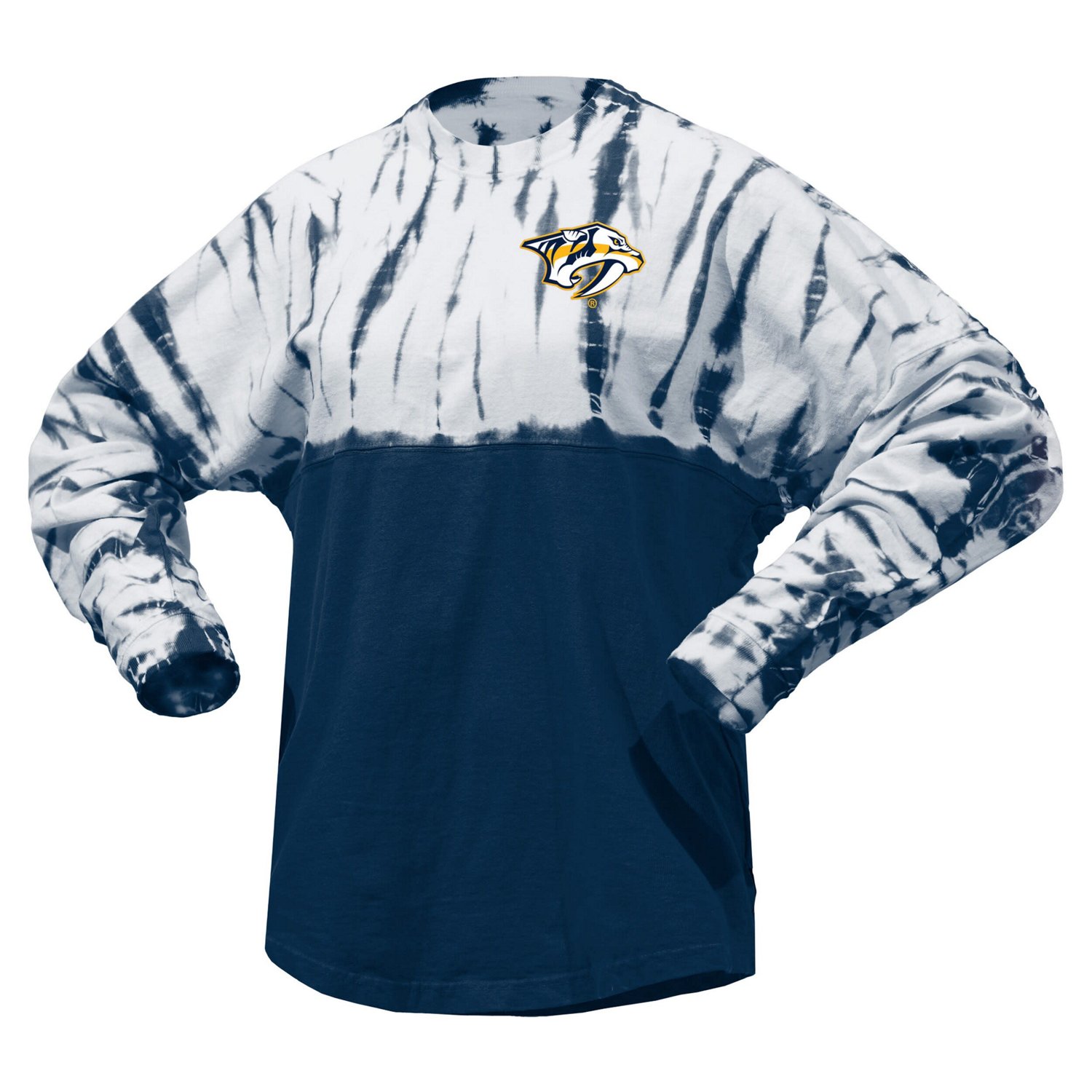 Unisex Spirit Jersey Nashville Predators Crystal Half Dye Long Sleeve T-Shirt - view number 2