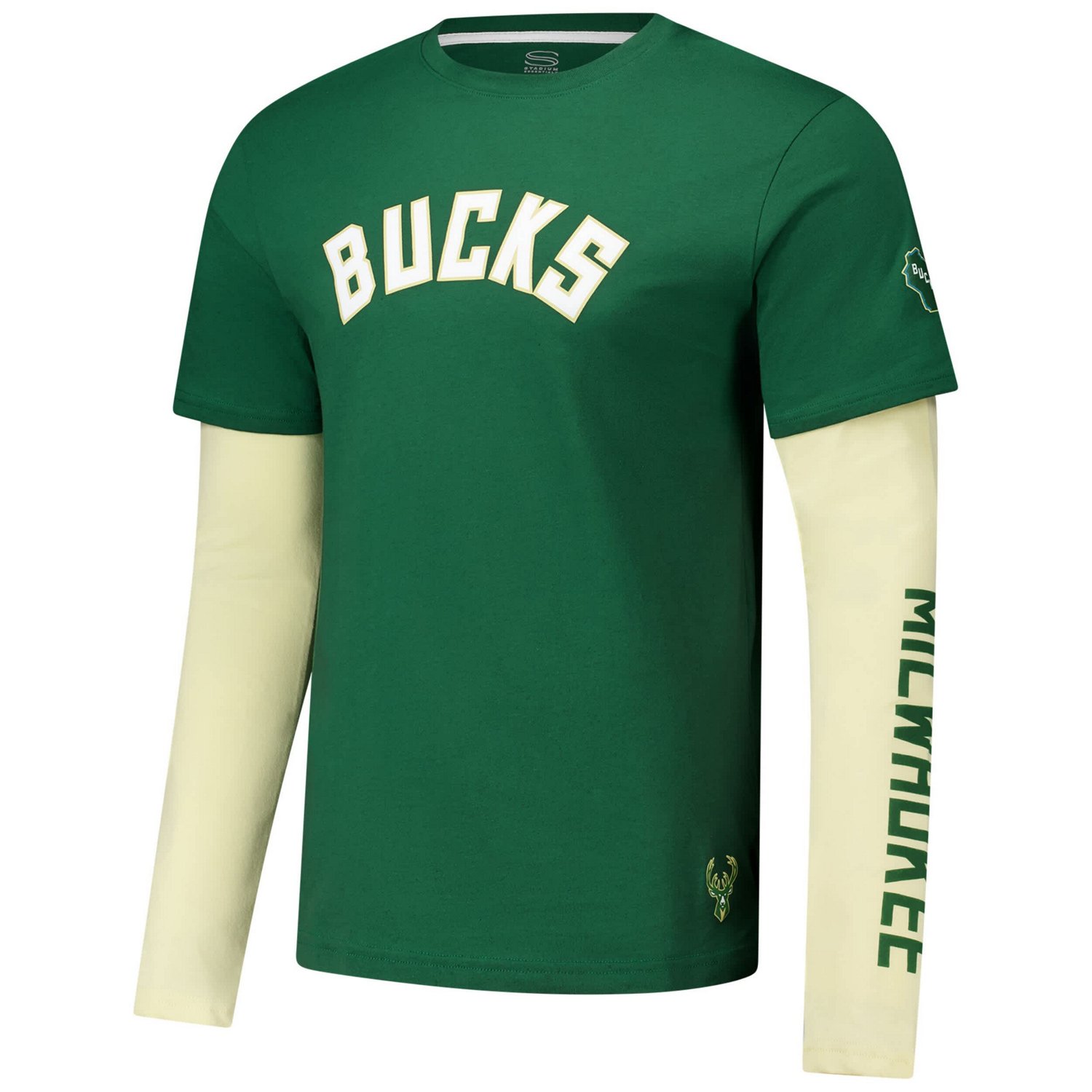 Unisex Stadium Essentials Hunter Milwaukee Bucks Spectator Twofer Long Sleeve T-Shirt                                            - view number 2