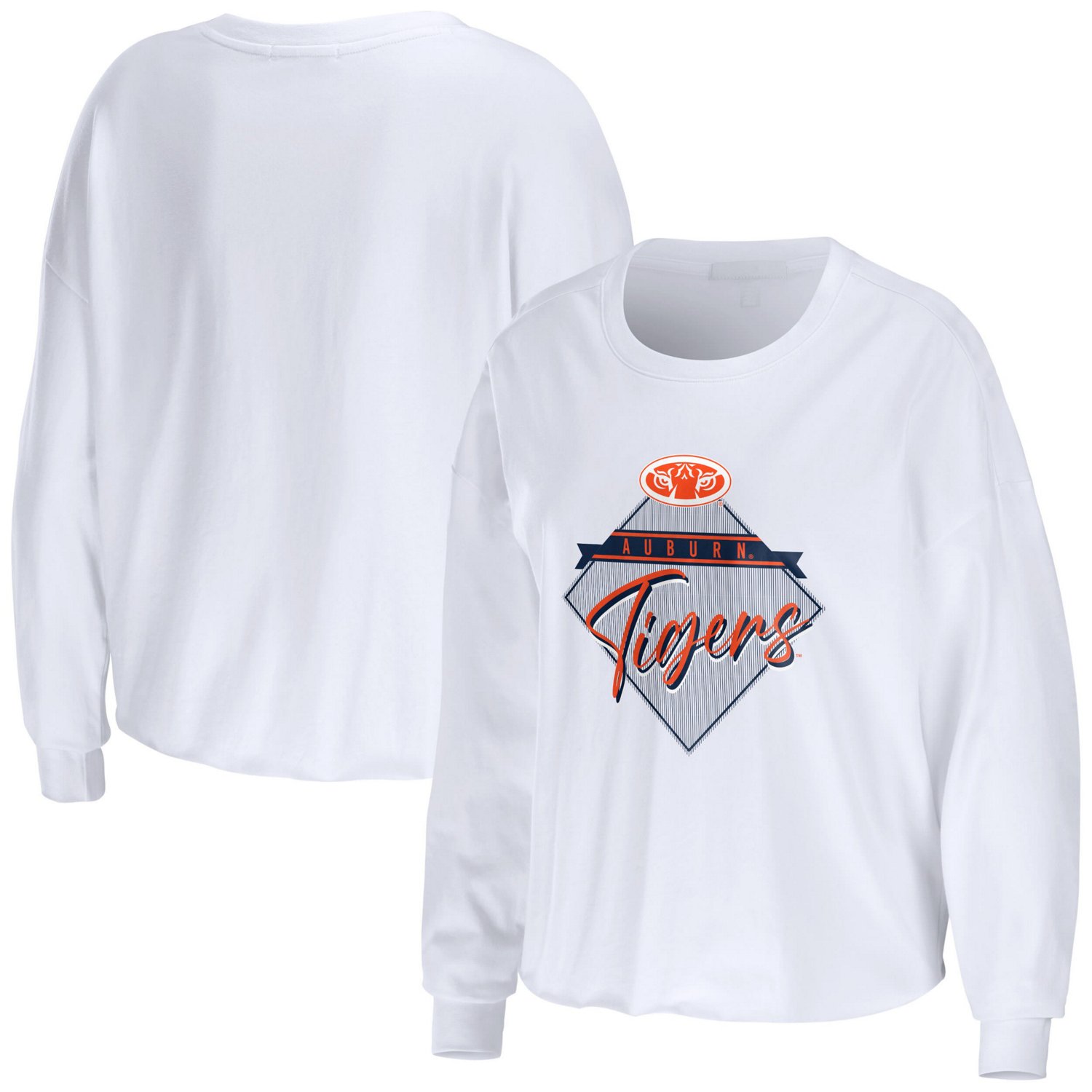 WEAR by Erin Andrews Auburn Tigers Diamond Long Sleeve Cropped T-Shirt