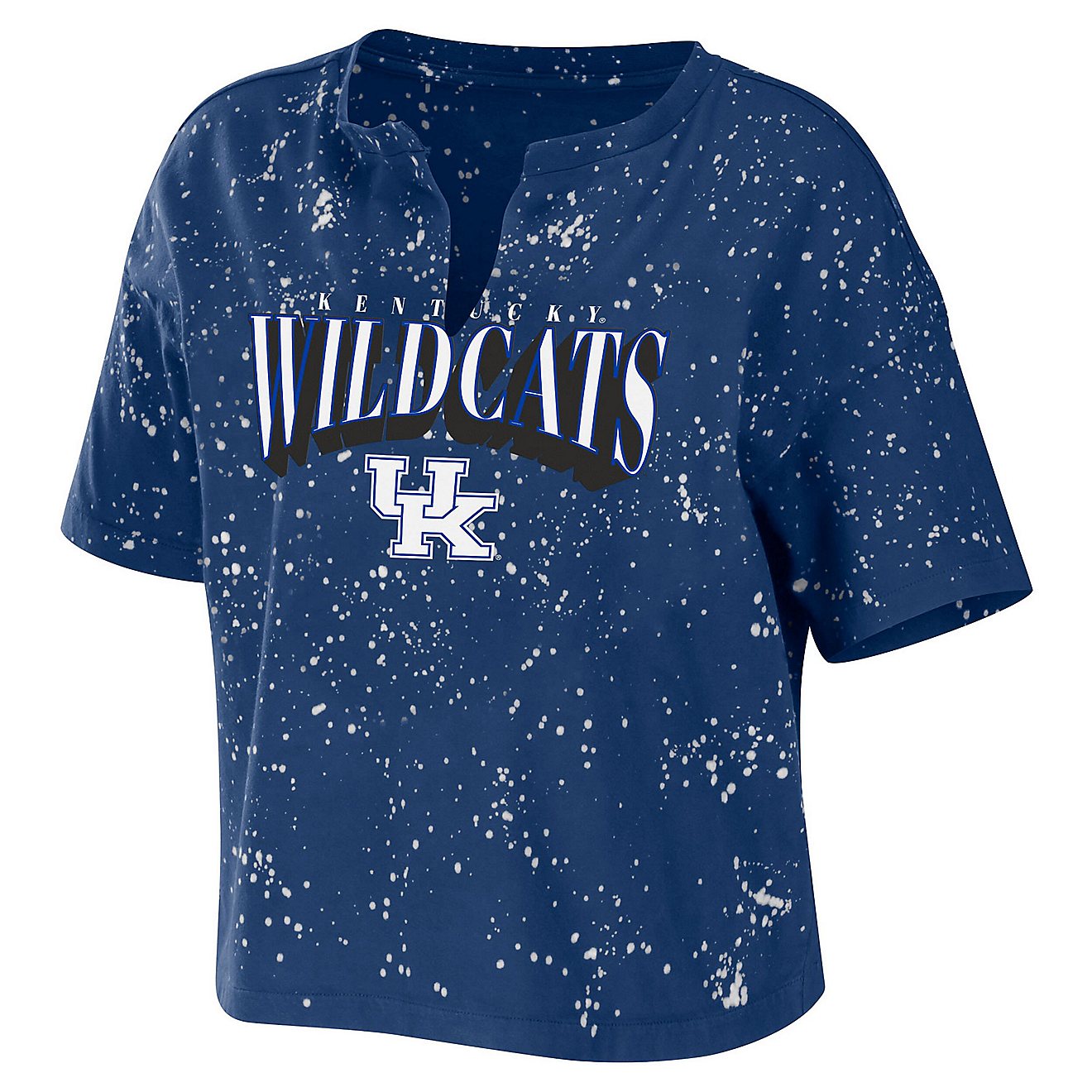 WEAR by Erin Andrews Kentucky Wildcats Bleach Wash Splatter Cropped Notch Neck T-Shirt                                           - view number 2