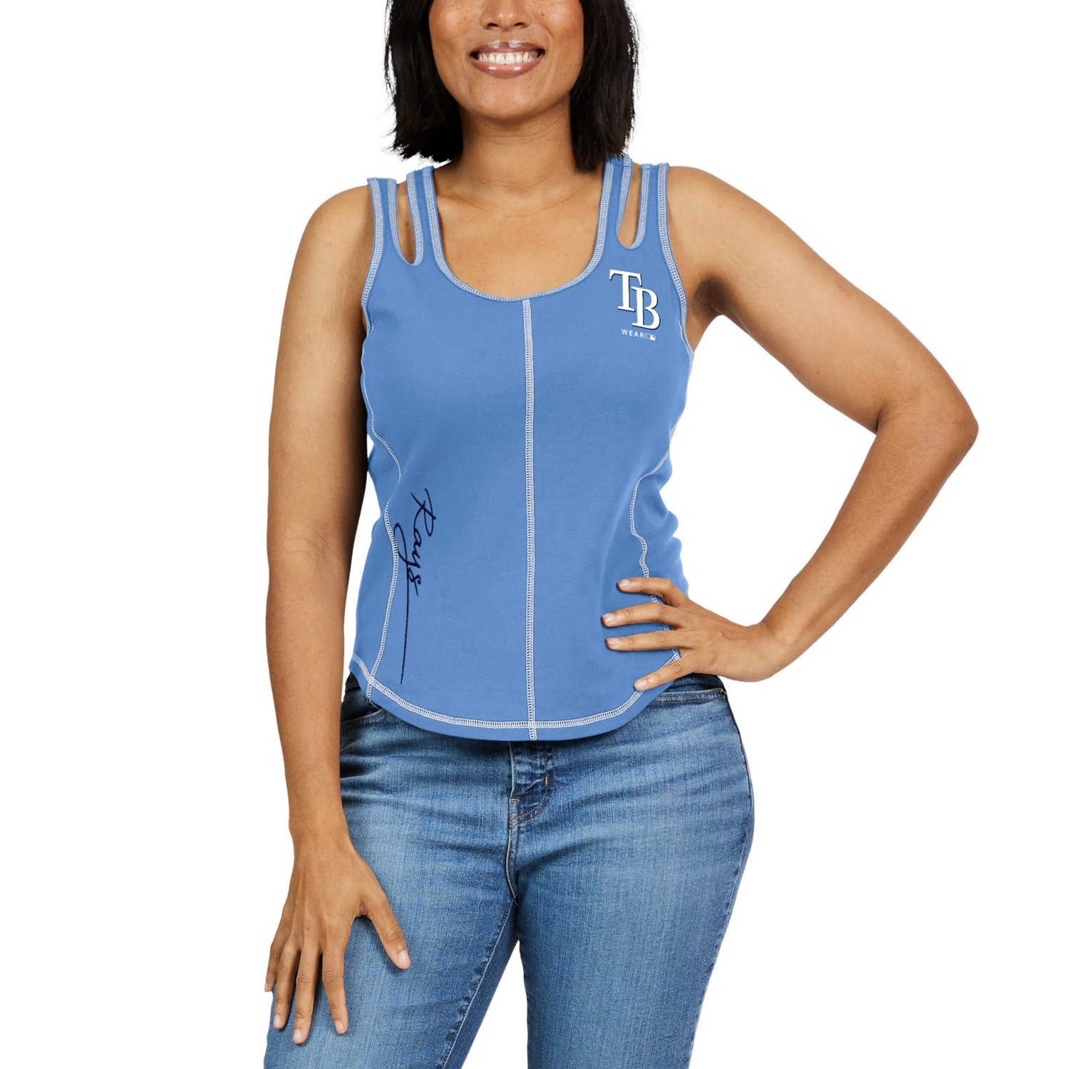 WEAR by Erin Andrews Light Tampa Bay Rays Contrast Stitch Tank Top - view number 4
