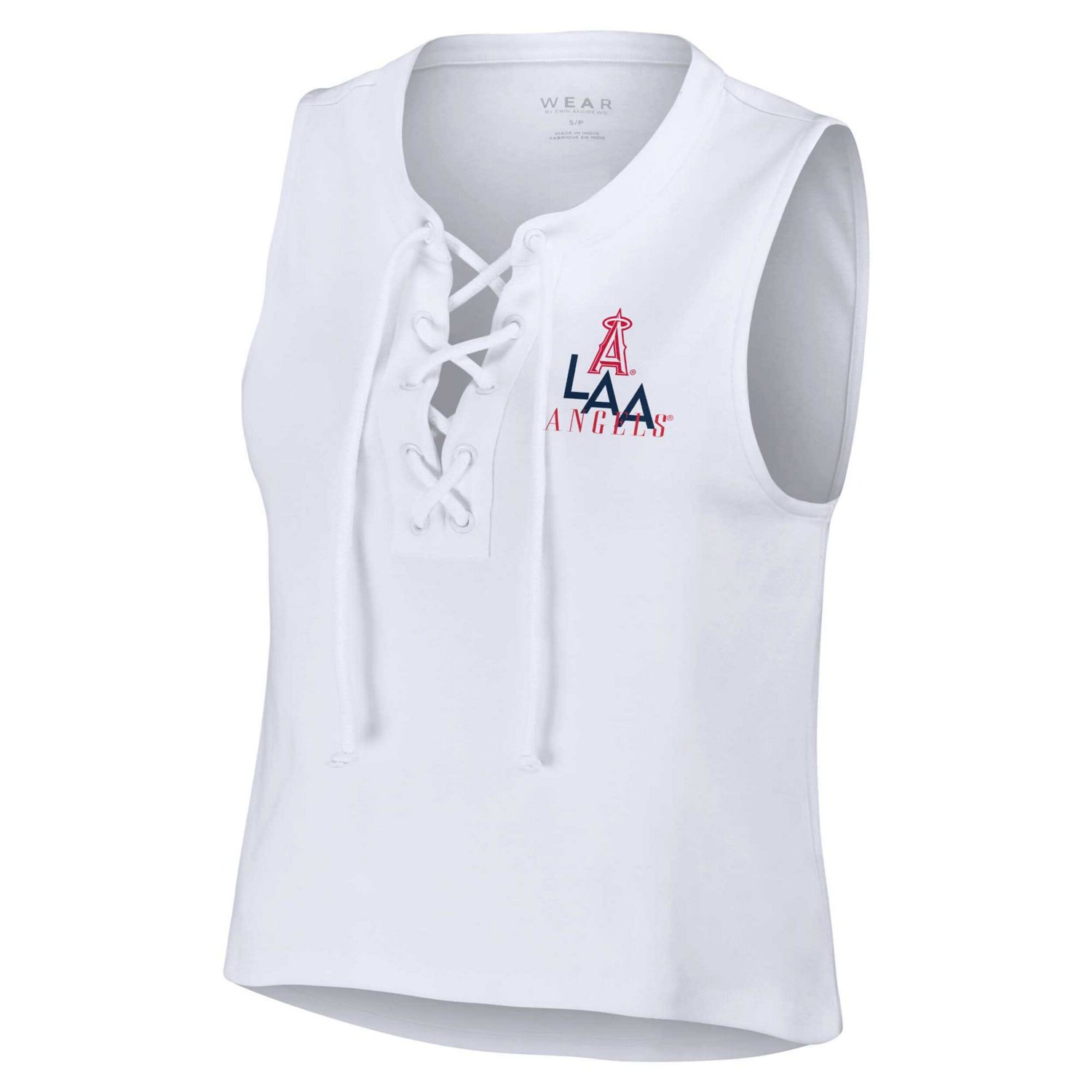 WEAR by Erin Andrews Los Angeles Angels Lace-Up Tank Top - view number 2