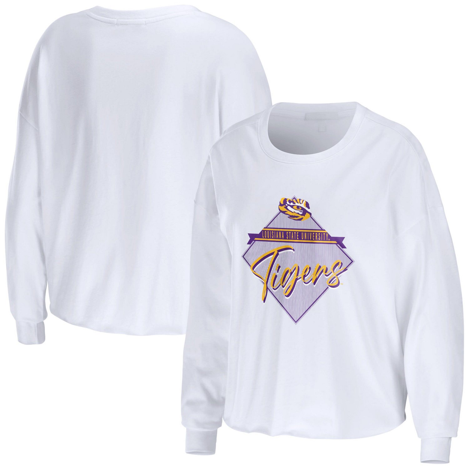 WEAR by Erin Andrews LSU Tigers Diamond Long Sleeve Cropped T-Shirt