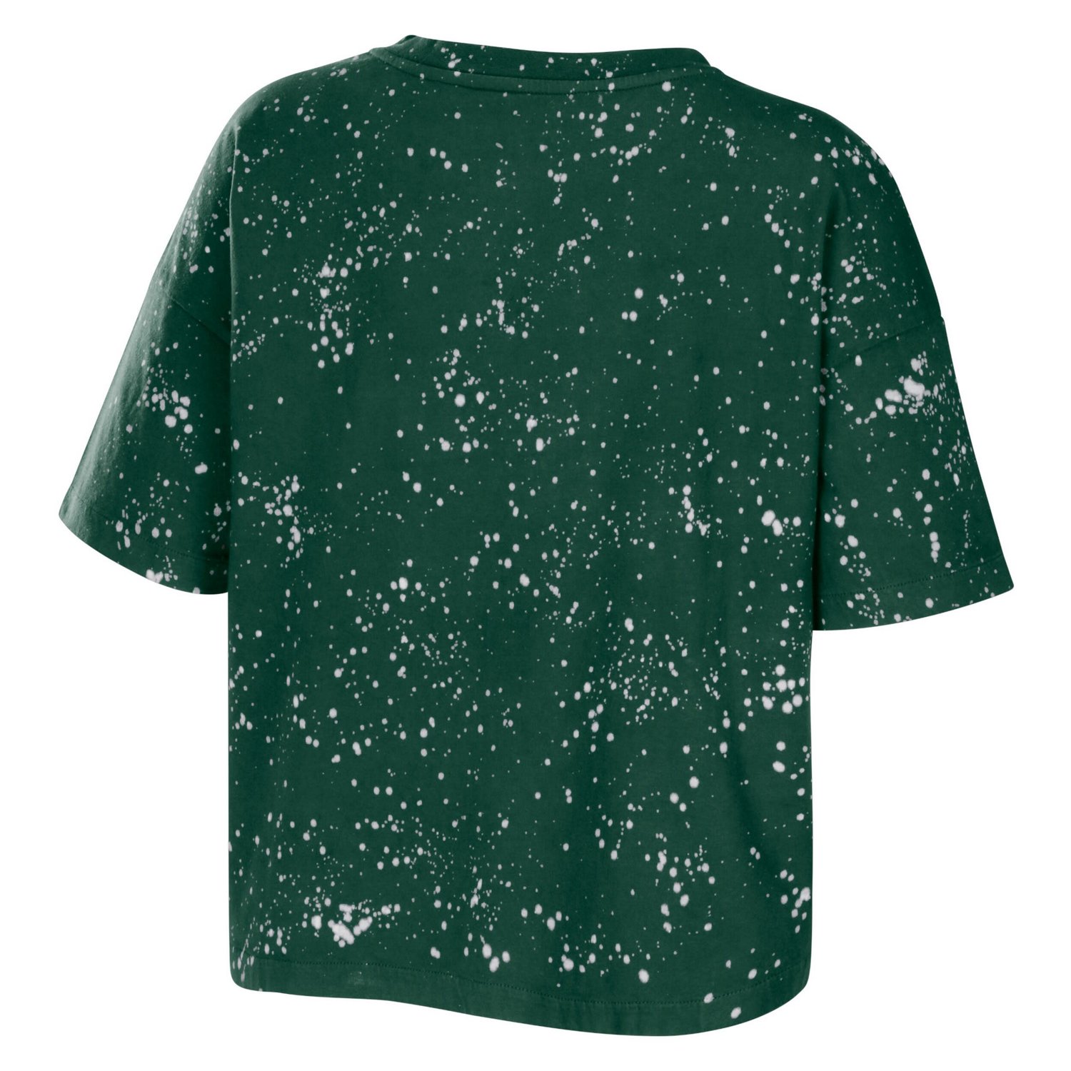 WEAR by Erin Andrews Miami Hurricanes Bleach Wash Splatter Cropped Notch Neck T-Shirt - view number 3