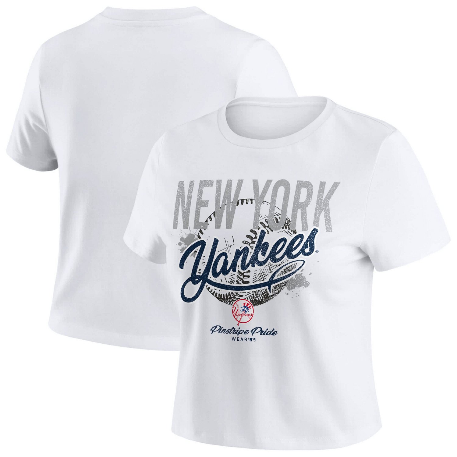 WEAR by Erin Andrews New York Yankees Distressed Cropped Baby T-Shirt