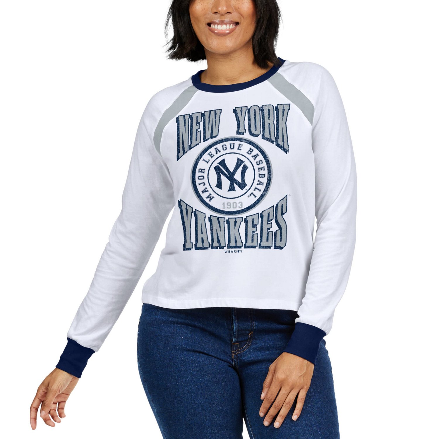 WEAR by Erin Andrews New York Yankees Raglan Long Sleeve T-Shirt