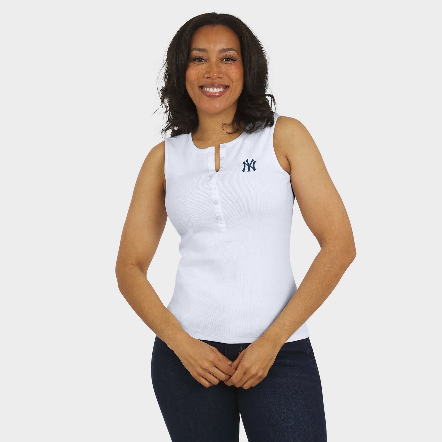 WEAR by Erin Andrews New York Yankees Rib-Knit Henley Tank Top - view number 4