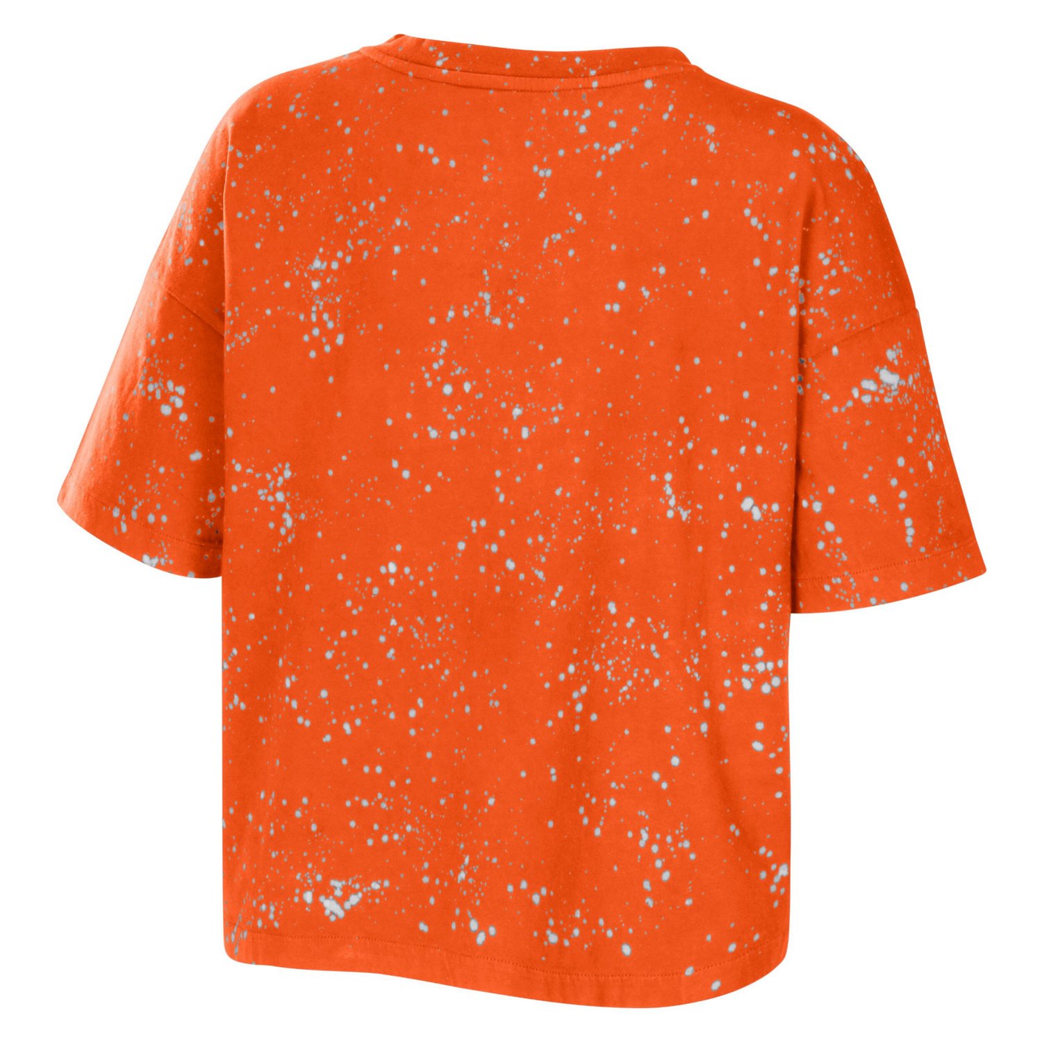 WEAR by Erin Andrews Syracuse Bleach Wash Splatter Cropped Notch Neck T-Shirt                                                    - view number 3