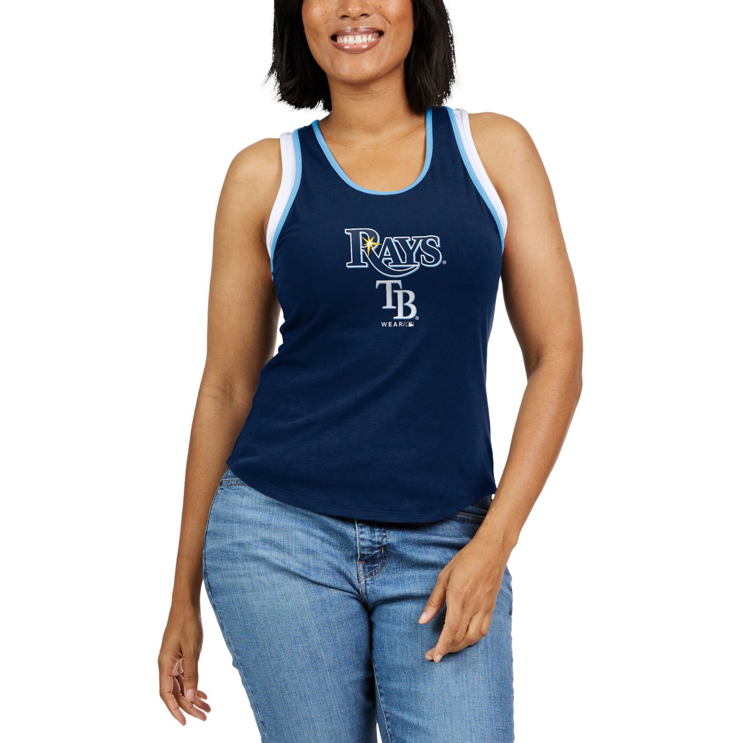 WEAR by Erin Andrews Tampa Bay Rays Colorblock Racerback Tank Top - view number 4