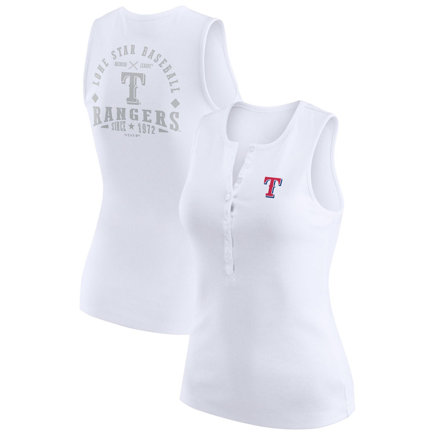WEAR by Erin Andrews Texas Rangers Rib-Knit Henley Tank Top