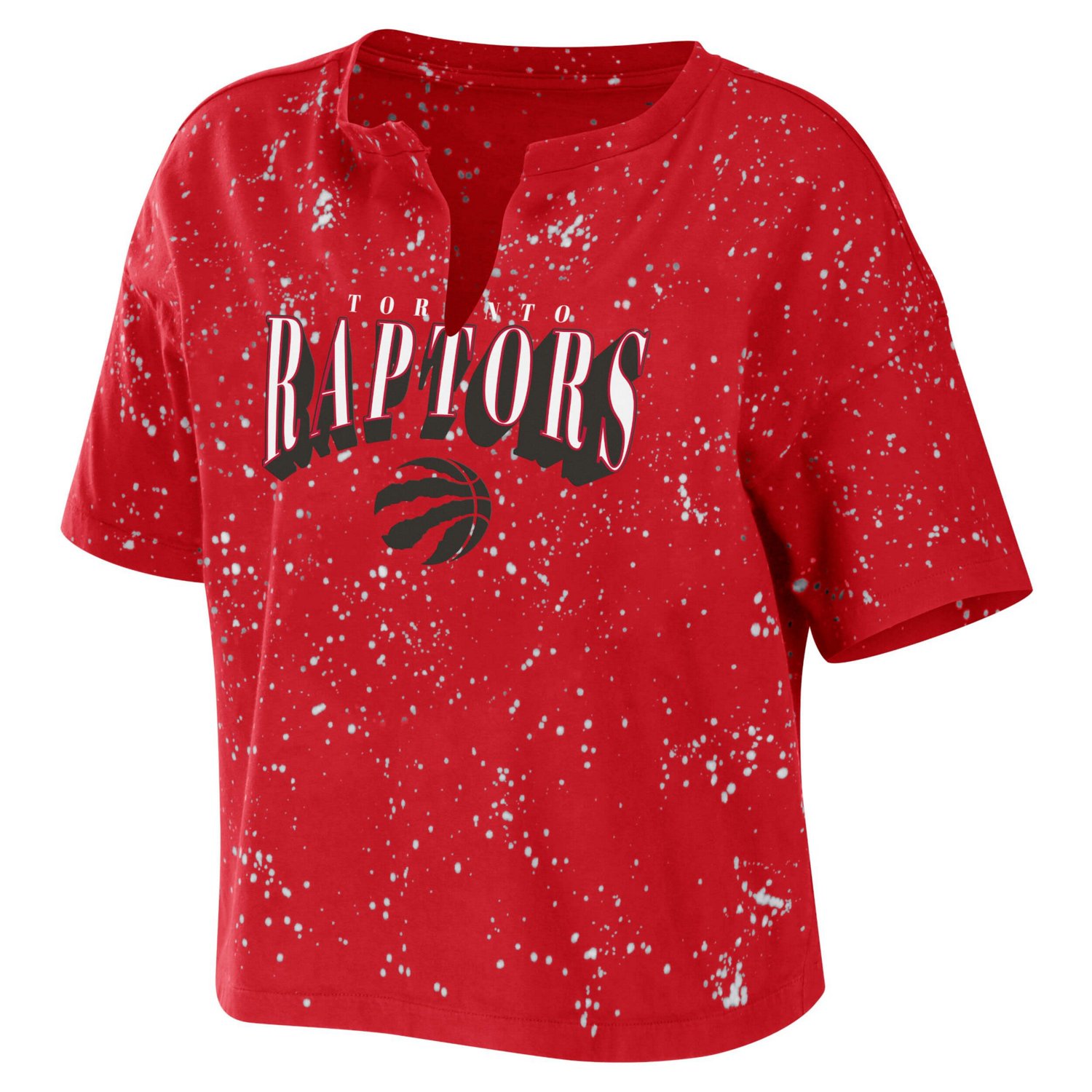 WEAR by Erin Andrews Toronto Raptors Bleach Splatter Notch Neck T-Shirt                                                          - view number 2