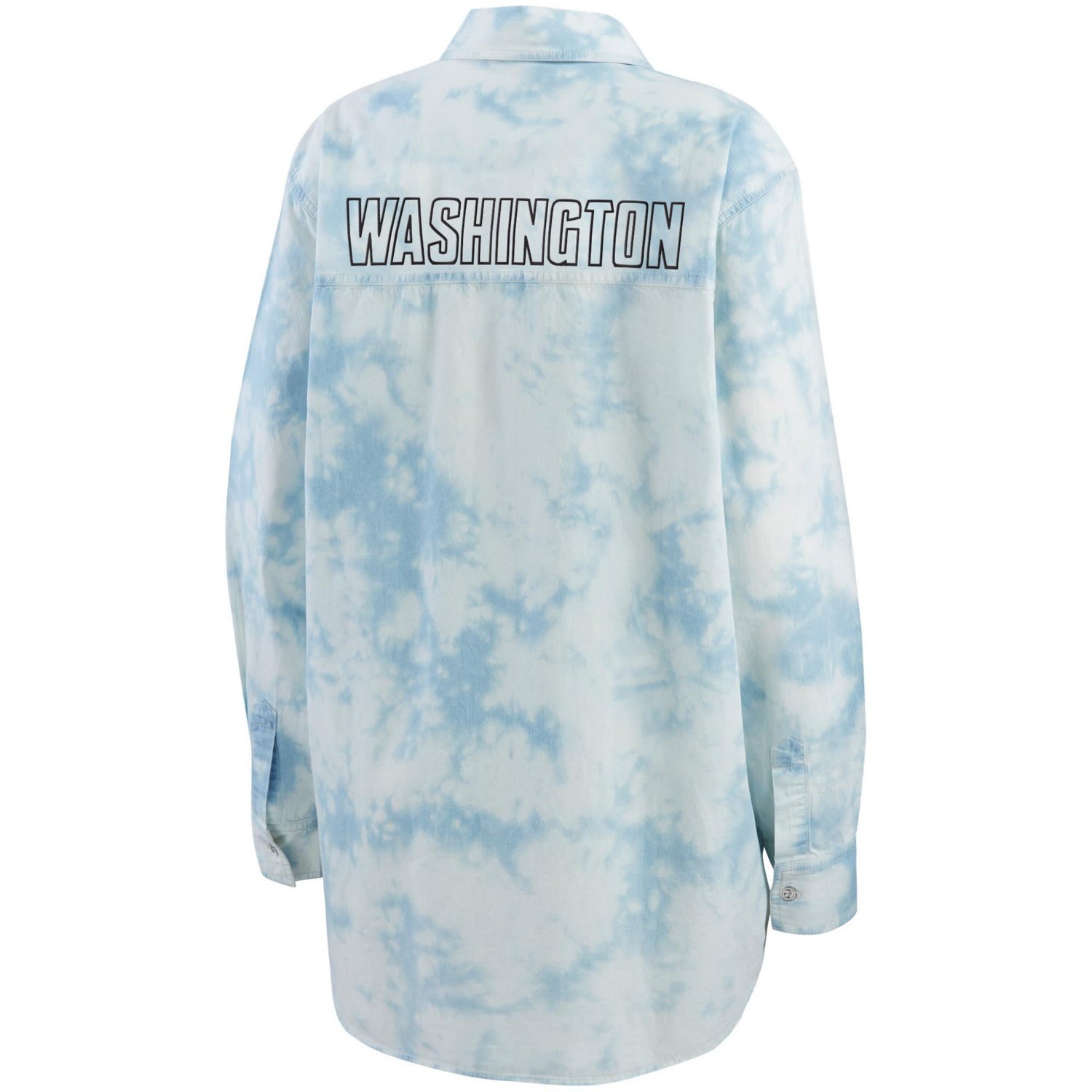WEAR by Erin Andrews Washington Capitals Oversized Tie-Dye Button-Up Denim Shirt - view number 3