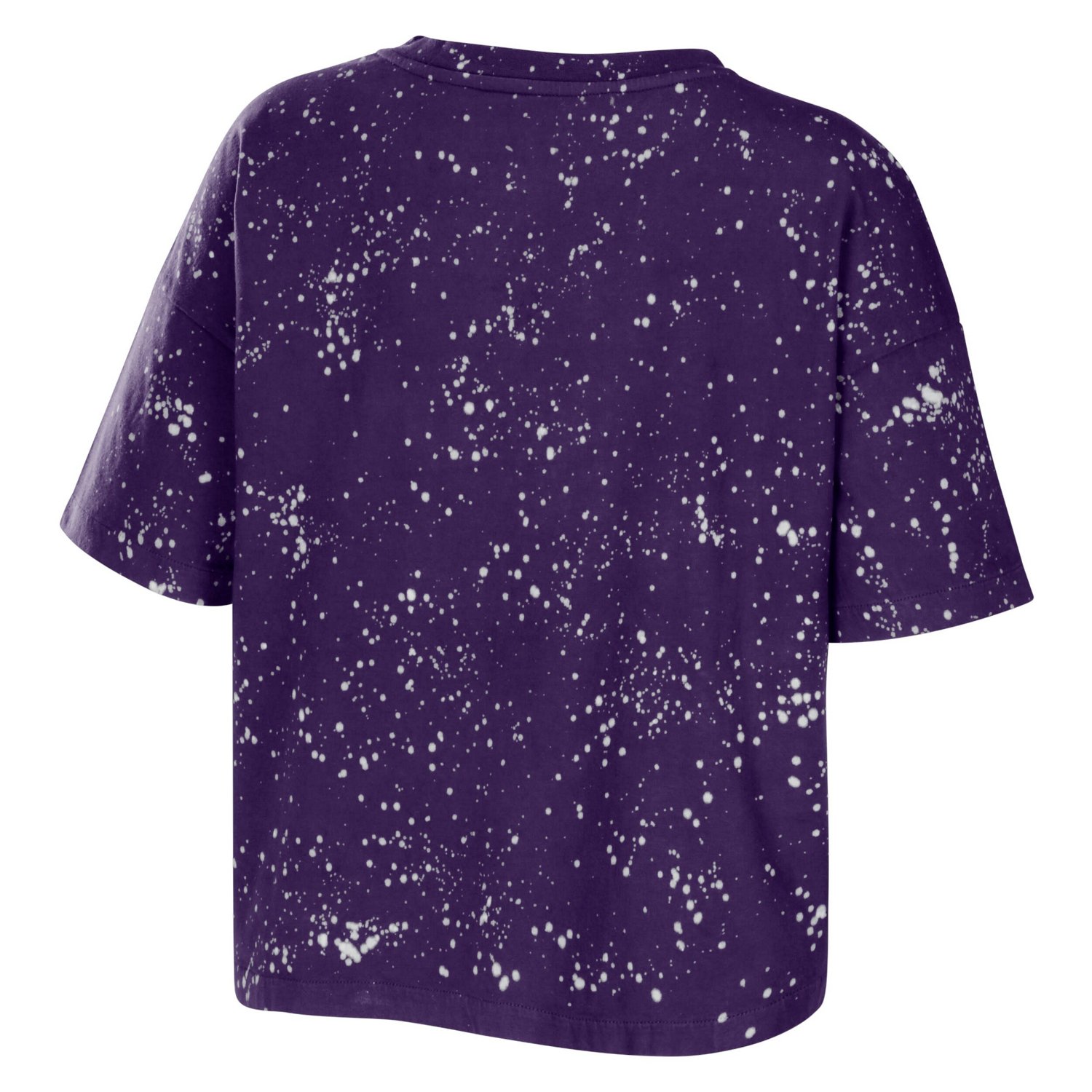 WEAR by Erin Andrews Washington Huskies Bleach Wash Splatter Cropped Notch Neck T-Shirt - view number 3