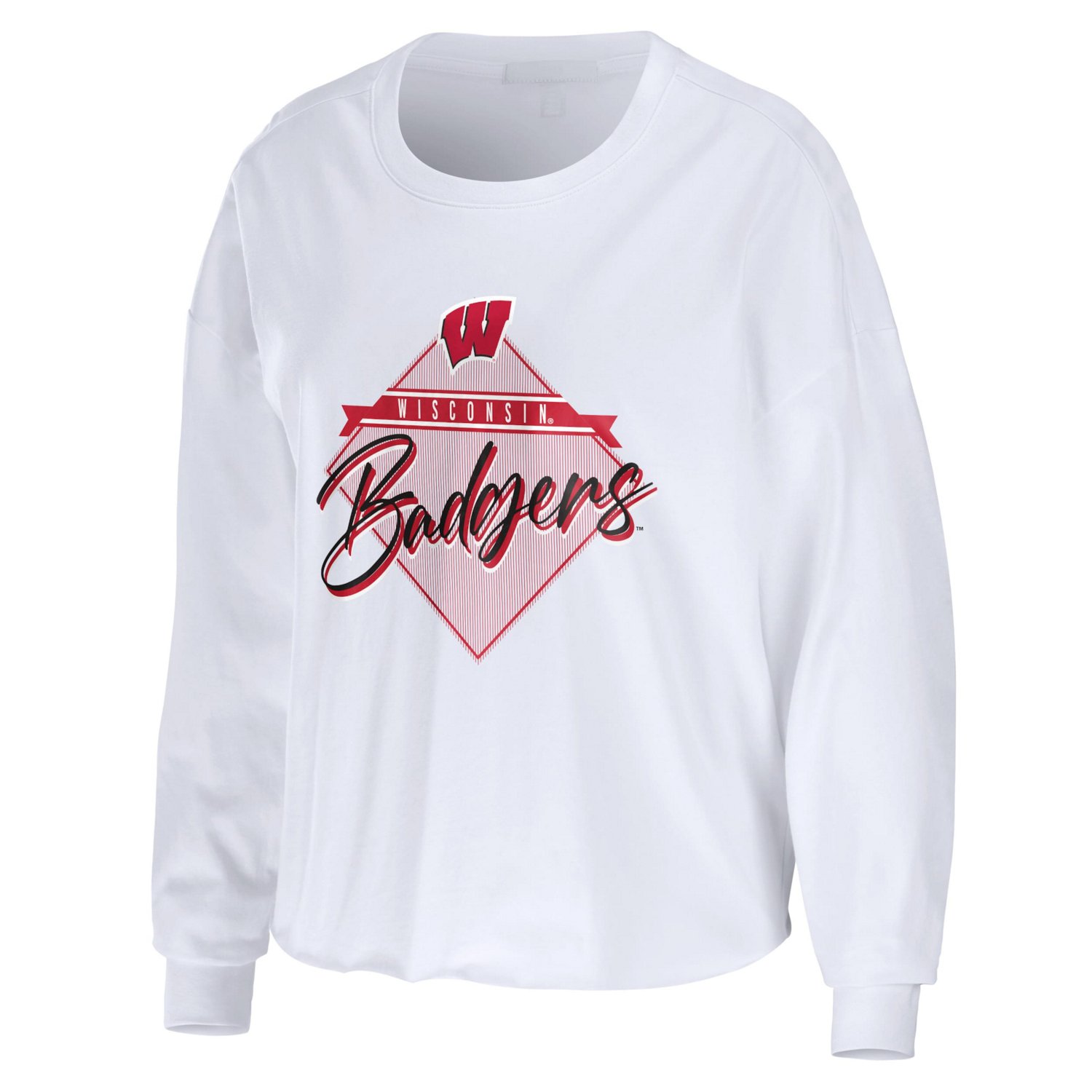 WEAR by Erin Andrews Wisconsin Badgers Diamond Long Sleeve Cropped T-Shirt - view number 2