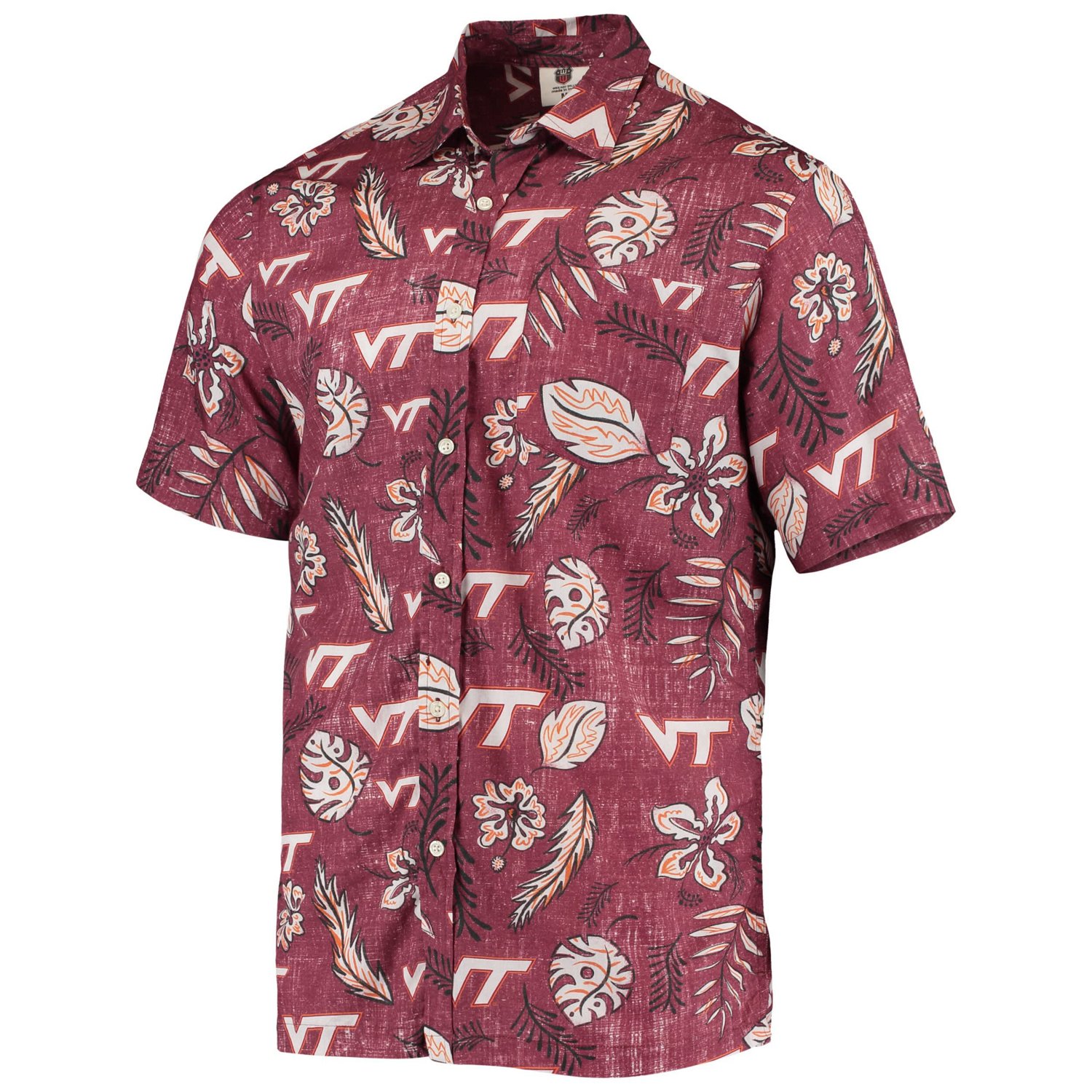 Wes  Willy Virginia Tech Hokies Vintage Floral Button-Up Shirt - view number 2