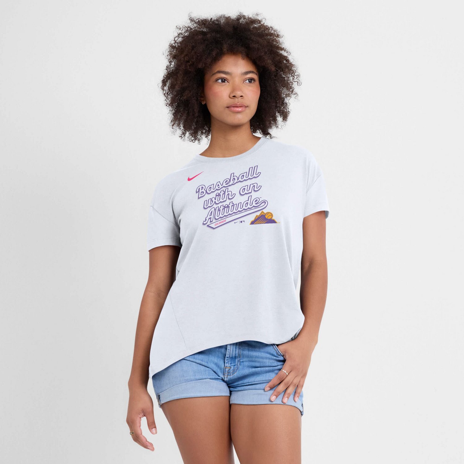 Women's Nike  White Colorado Rockies 2025 City Connect Flowy Fashion Tri-Blend Performance T-Shirt - view number 3