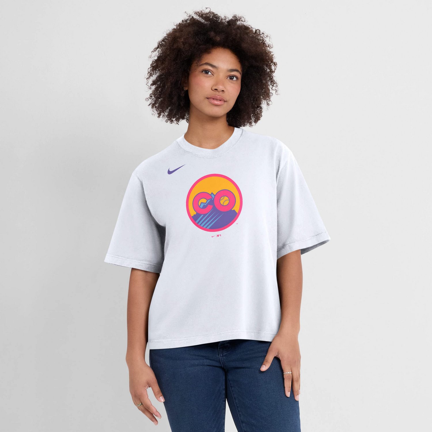 Women's Nike  White Colorado Rockies 2025 City Connect Logo Boxy T-Shirt - view number 3