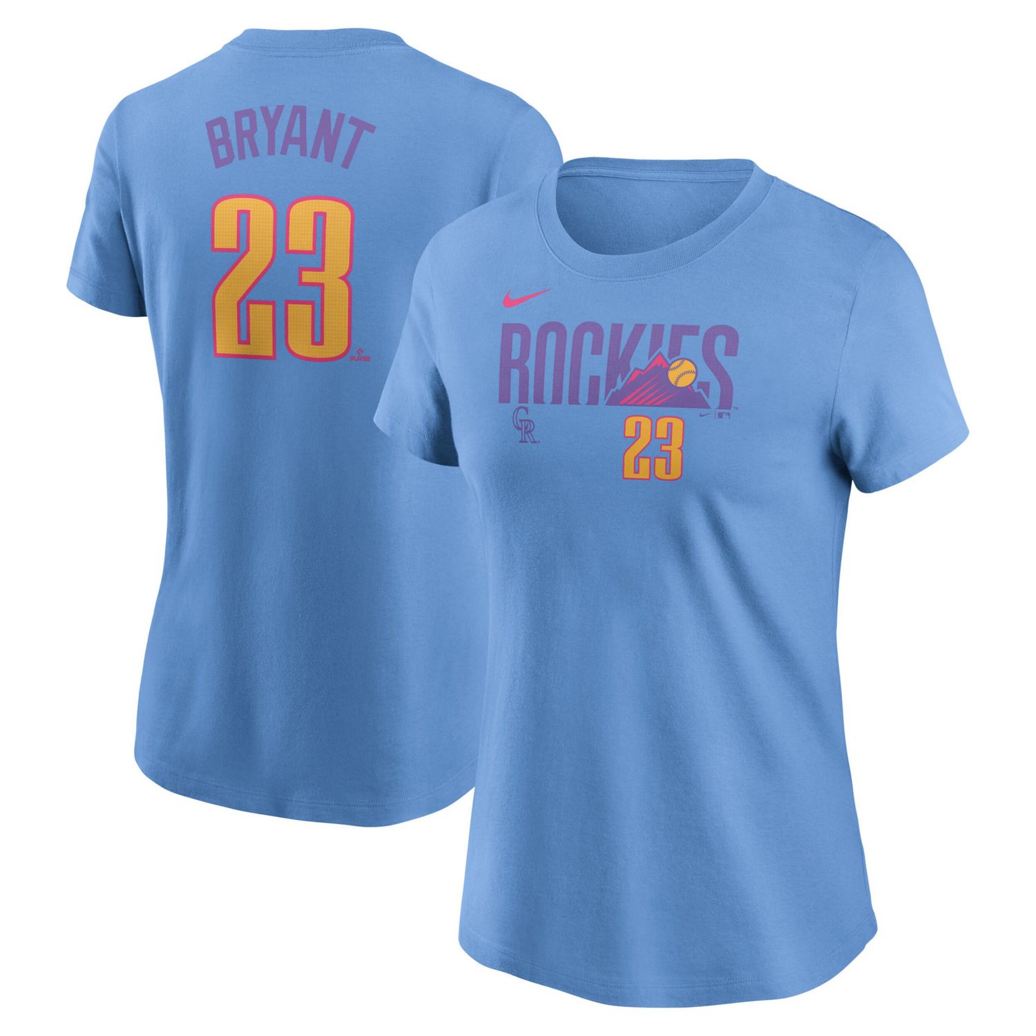 Women's Nike Kris Bryant Light Blue Colorado Rockies 2025 City Connect Fuse Name  Number T-Shirt                                 - view number 3