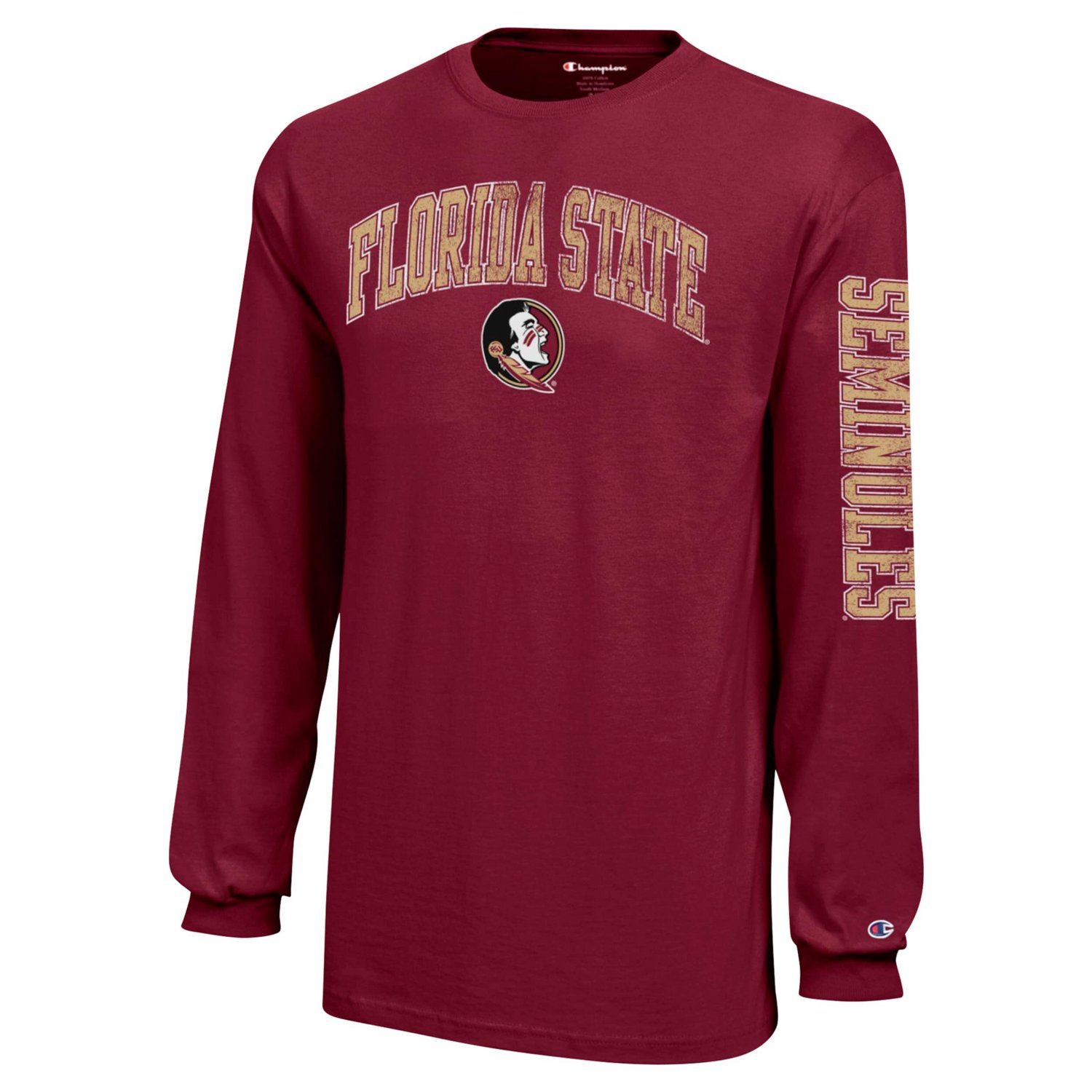 Youth Champion Florida State Seminoles Distressed Arch Over Logo Long Sleeve T-Shirt - view number 2
