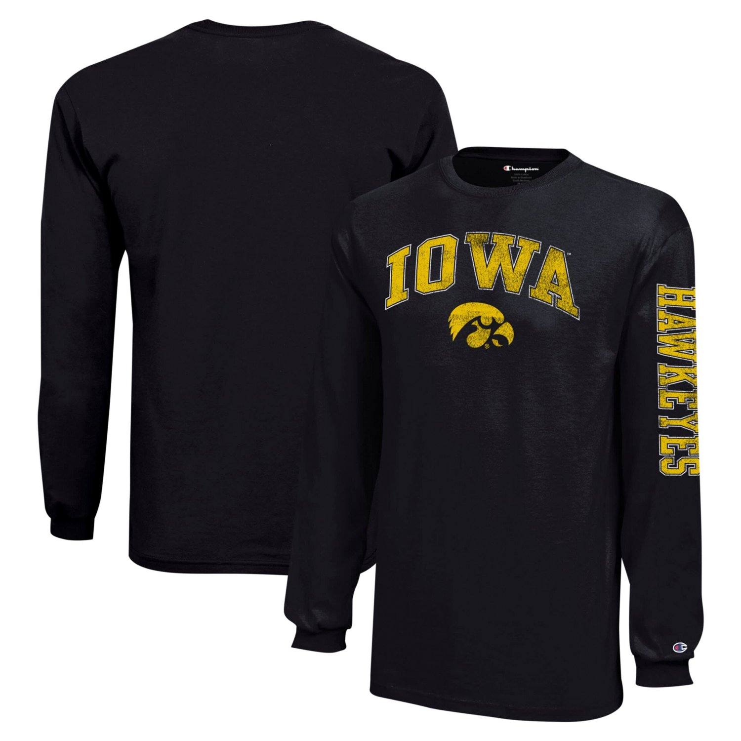 Youth Champion Iowa Hawkeyes Distressed Arch Over Logo Long Sleeve T-Shirt - view number 1