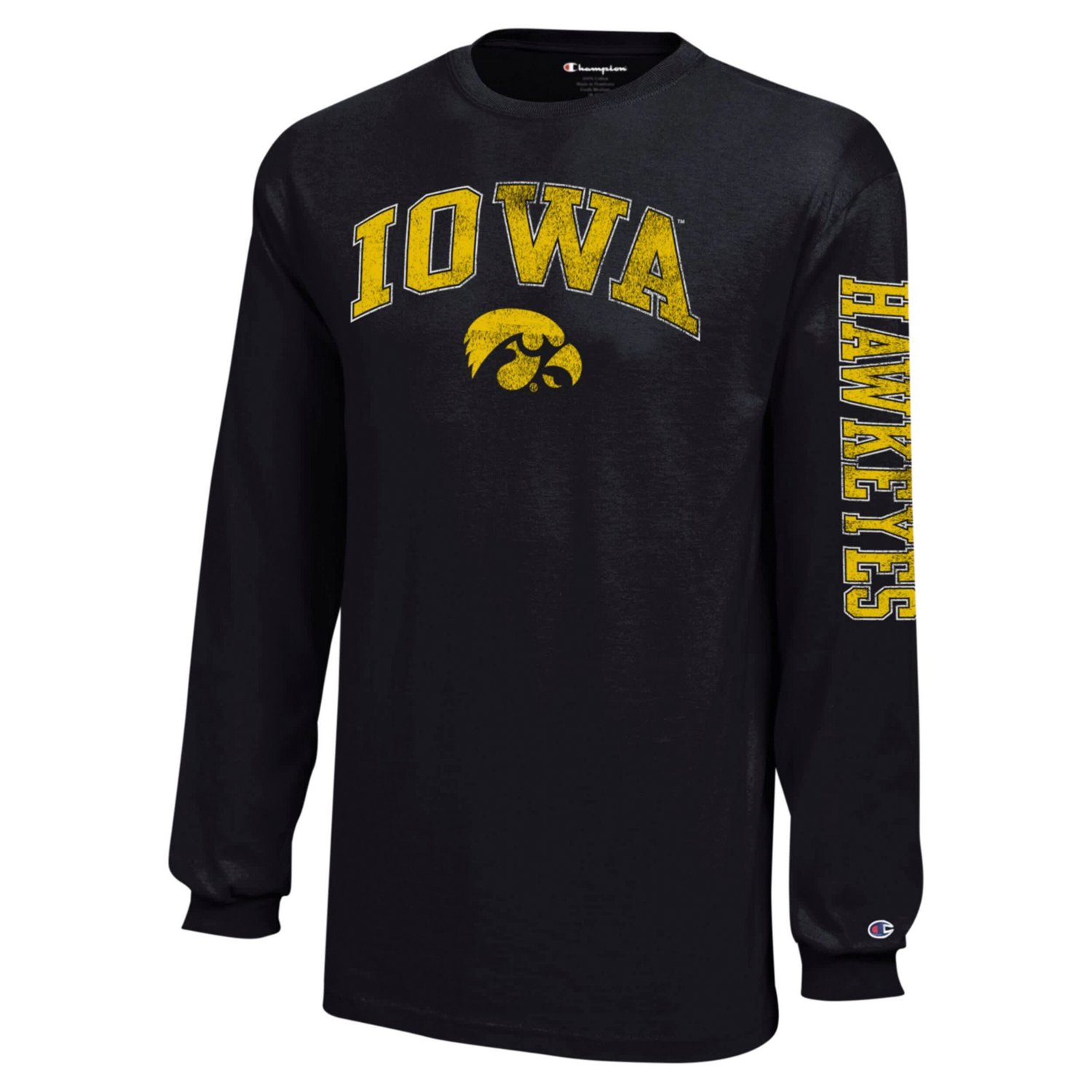 Youth Champion Iowa Hawkeyes Distressed Arch Over Logo Long Sleeve T-Shirt - view number 2