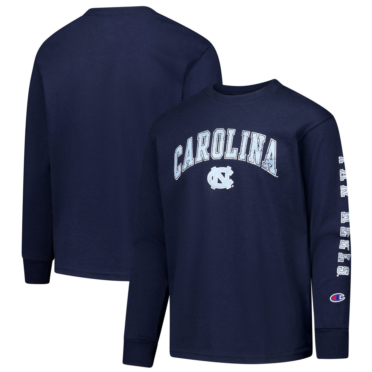 Youth Champion North Carolina Tar Heels Distressed Arch Over Logo Long Sleeve T-Shirt - view number 1