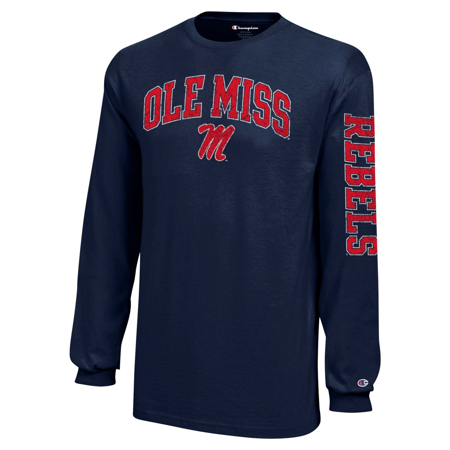 Youth Champion Ole Miss Rebels Distressed Arch Over Logo Long Sleeve T-Shirt - view number 2