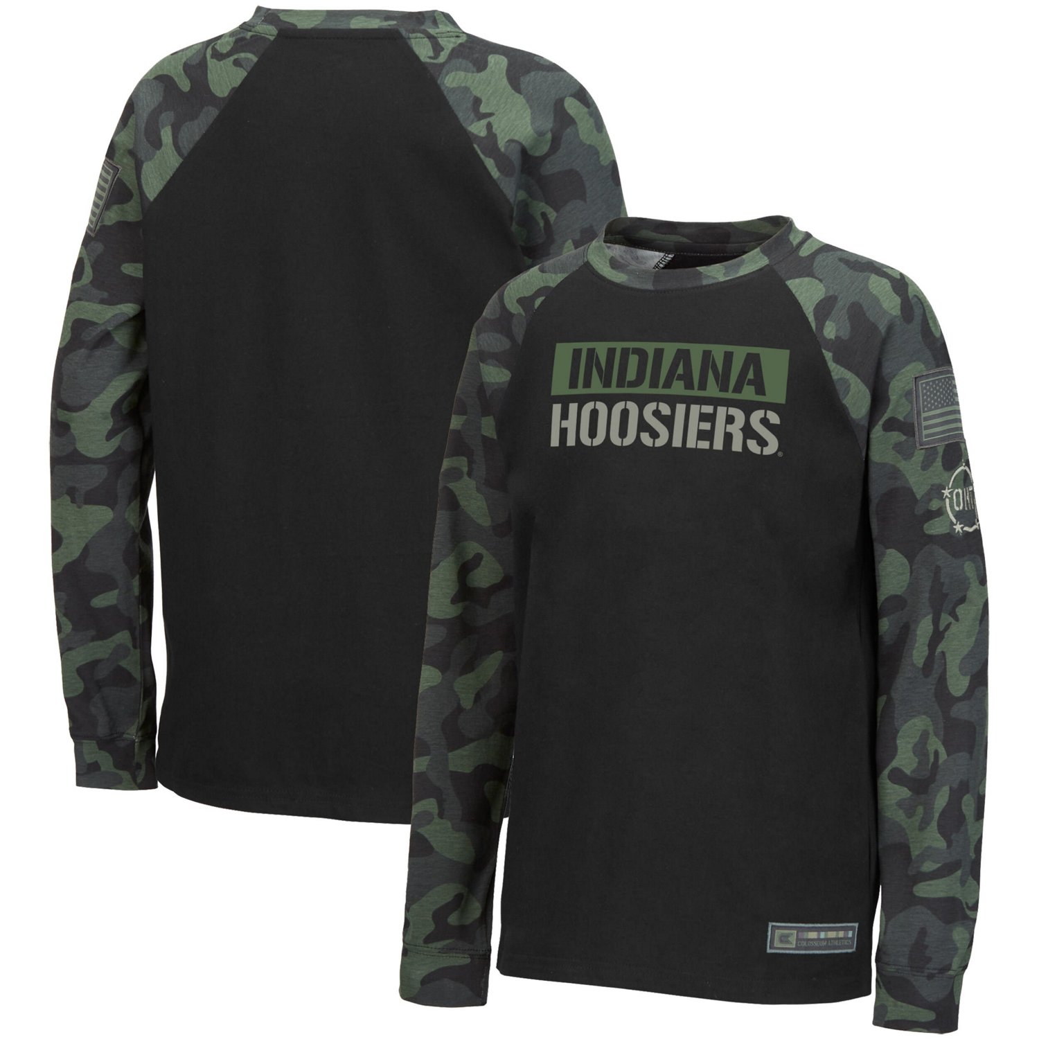 Youth Colosseum /Camo Indiana Hoosiers OHT Military Appreciation Raglan Long Sleeve T-Shirt - view number 1