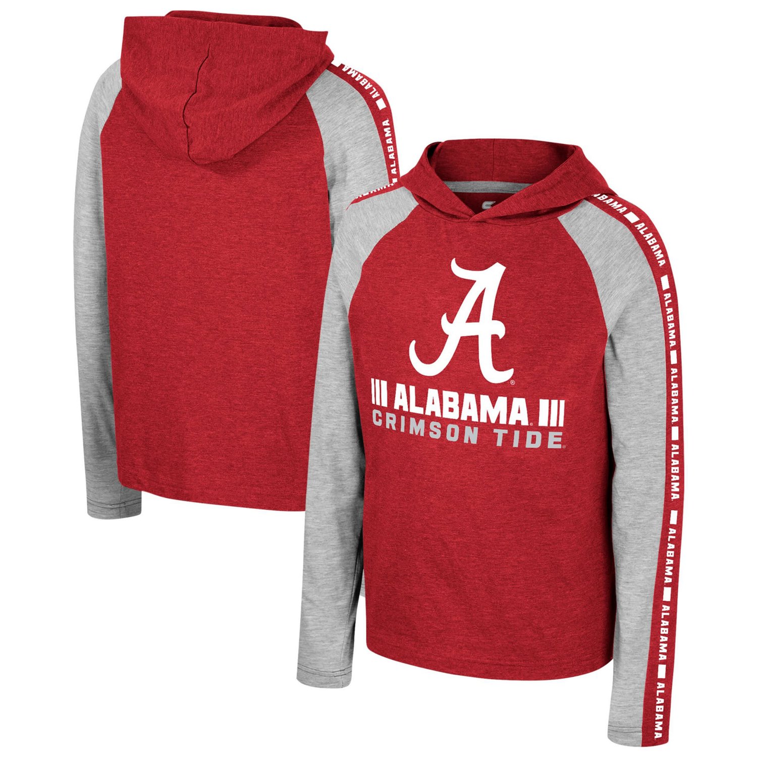 Youth Colosseum Alabama Tide Ned Raglan Long Sleeve Hooded T-Shirt                                                              