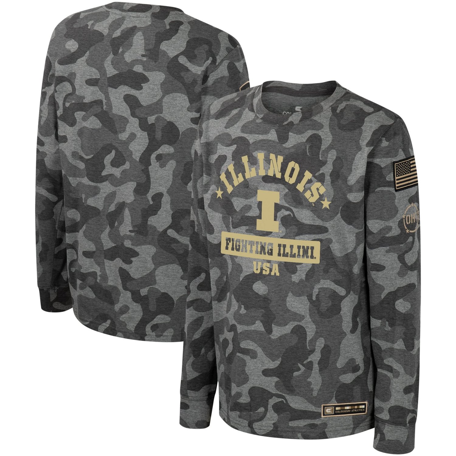 Youth Colosseum Illinois Fighting Illini OHT Military Appreciation Dark Star Long Sleeve T-Shirt - view number 1