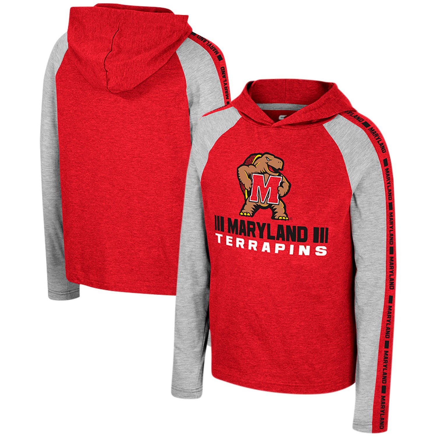 Youth Colosseum Maryland Terrapins Ned Raglan Long Sleeve Hooded T-Shirt - view number 1