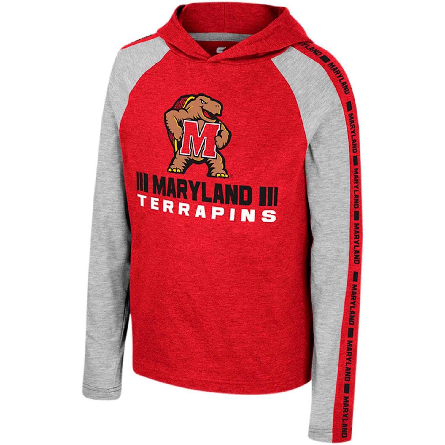 Youth Colosseum Maryland Terrapins Ned Raglan Long Sleeve Hooded T-Shirt - view number 2