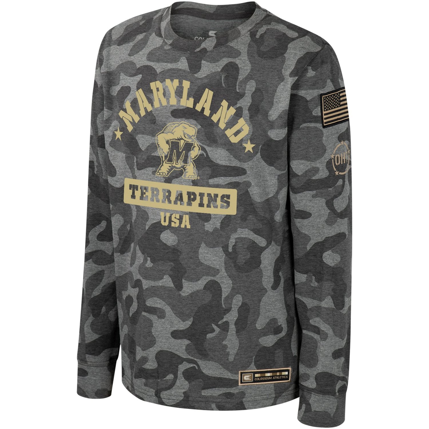 Youth Colosseum Maryland Terrapins OHT Military Appreciation Dark Star Long Sleeve T-Shirt - view number 2