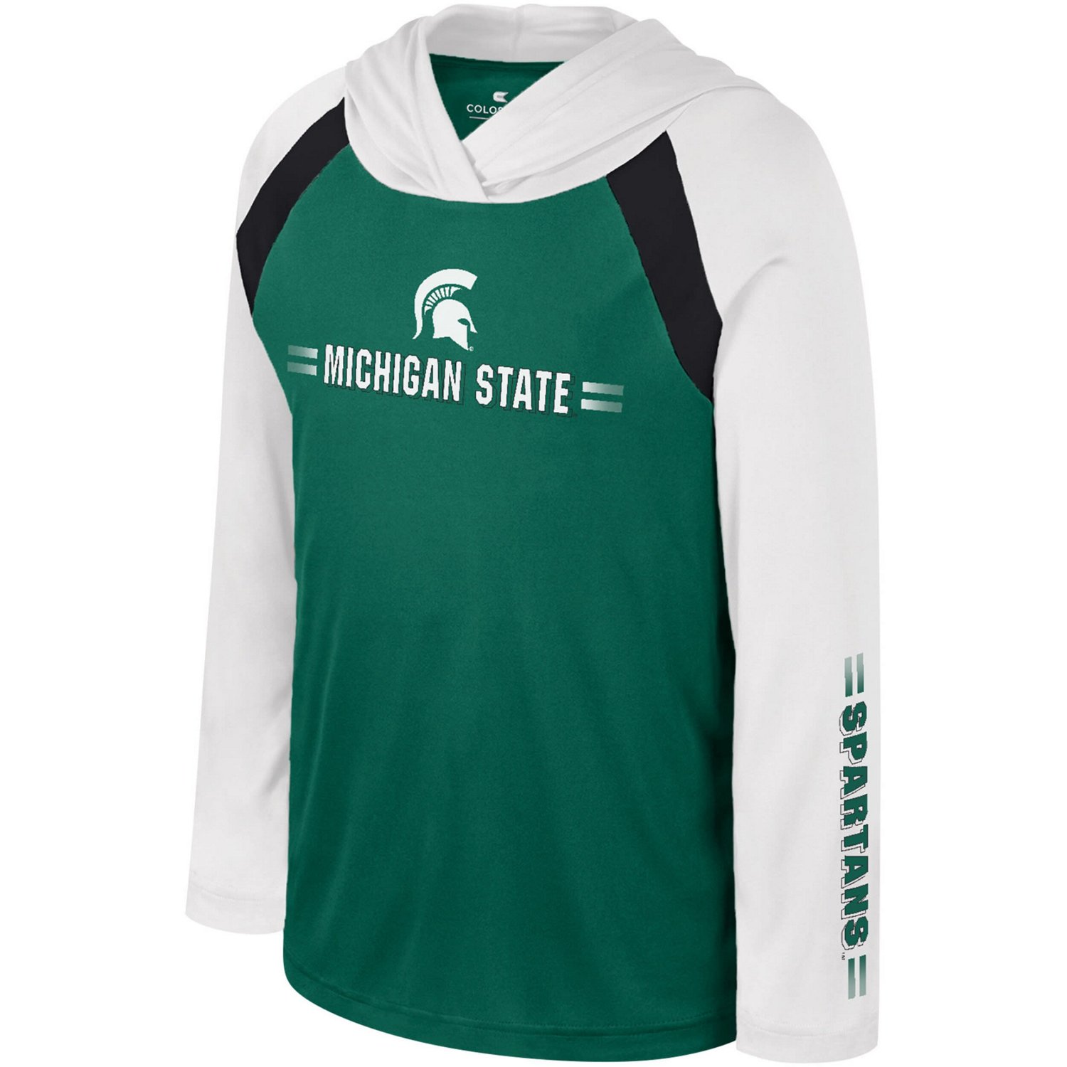 Youth Colosseum Michigan State Spartans Eddie Multi-Hit Raglan Long Sleeve Hoodie T-Shirt - view number 2