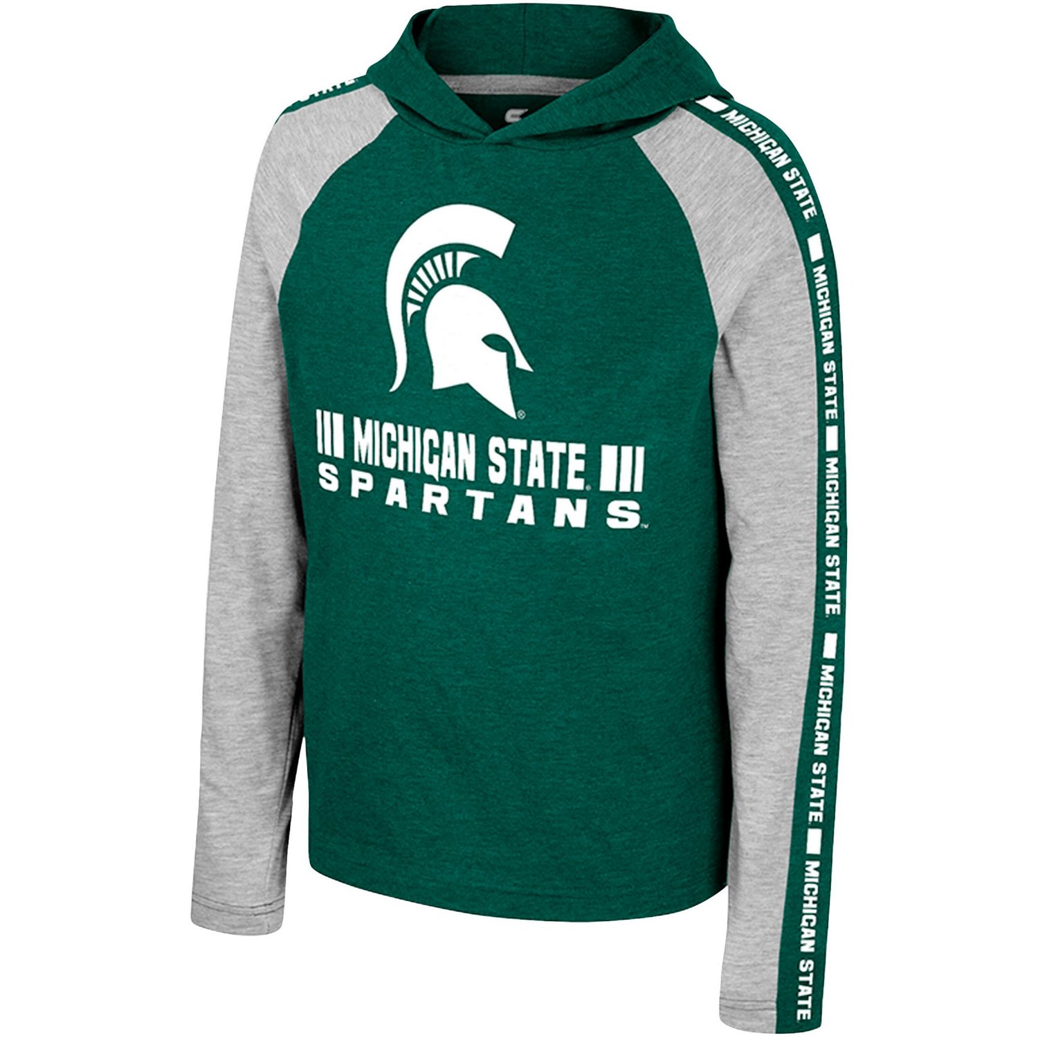 Youth Colosseum Michigan State Spartans Ned Raglan Long Sleeve Hooded T-Shirt - view number 2