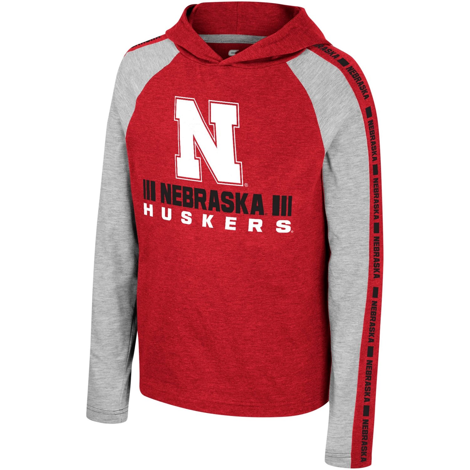 Youth Colosseum Nebraska Huskers Ned Raglan Long Sleeve Hooded T-Shirt
