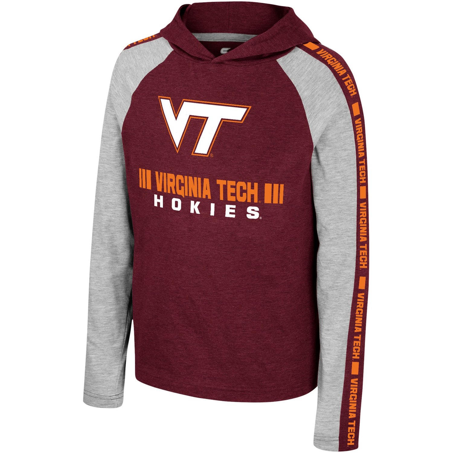 Youth Colosseum Virginia Tech Hokies Ned Raglan Long Sleeve Hooded T-Shirt - view number 2