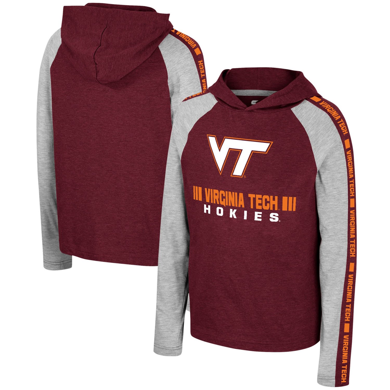 Youth Colosseum Virginia Tech Hokies Ned Raglan Long Sleeve Hooded T-Shirt