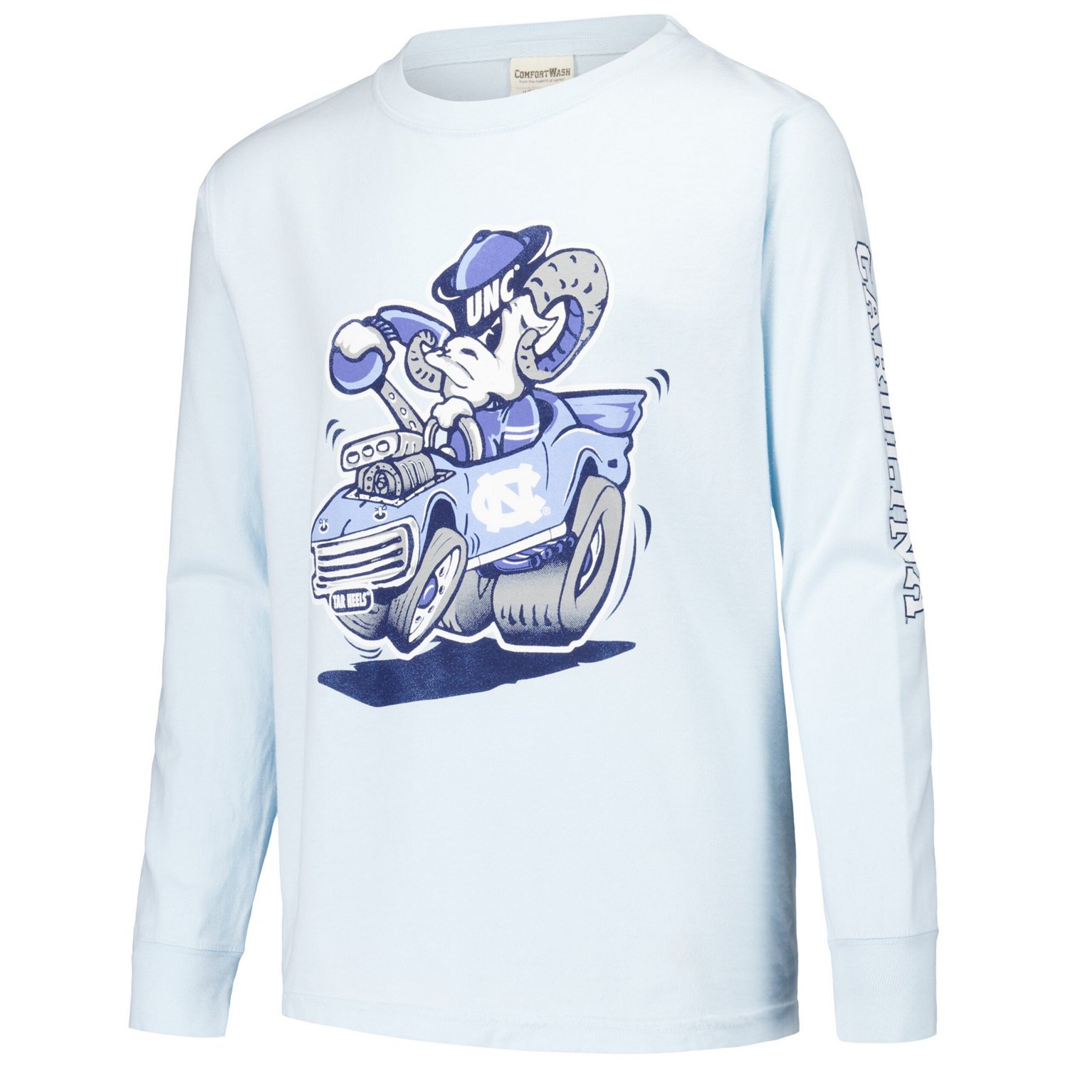 Youth ComfortWash Carolina North Carolina Tar Heels Mascot Race Car Long Sleeve T-Shirt - view number 2