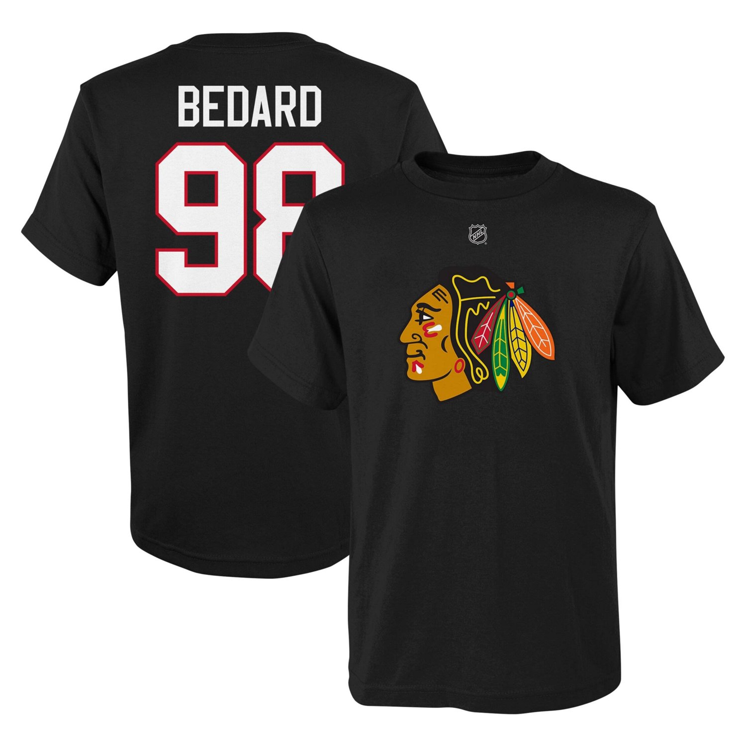Youth Connor Bedard Chicago hawks Player Name  Number T-Shirt                                                                    - view number 1
