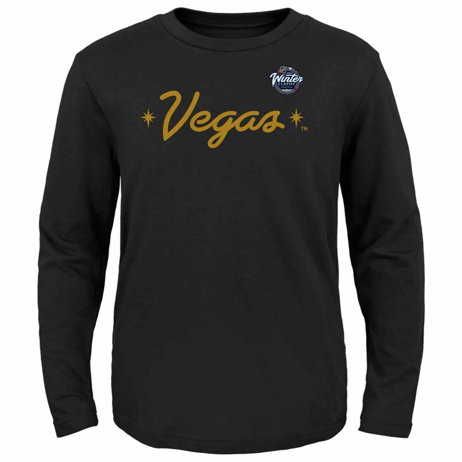 Youth Fanatics Vegas Golden Knights 2024 NHL Winter Classic Secondary Logo Long Sleeve T-Shirt