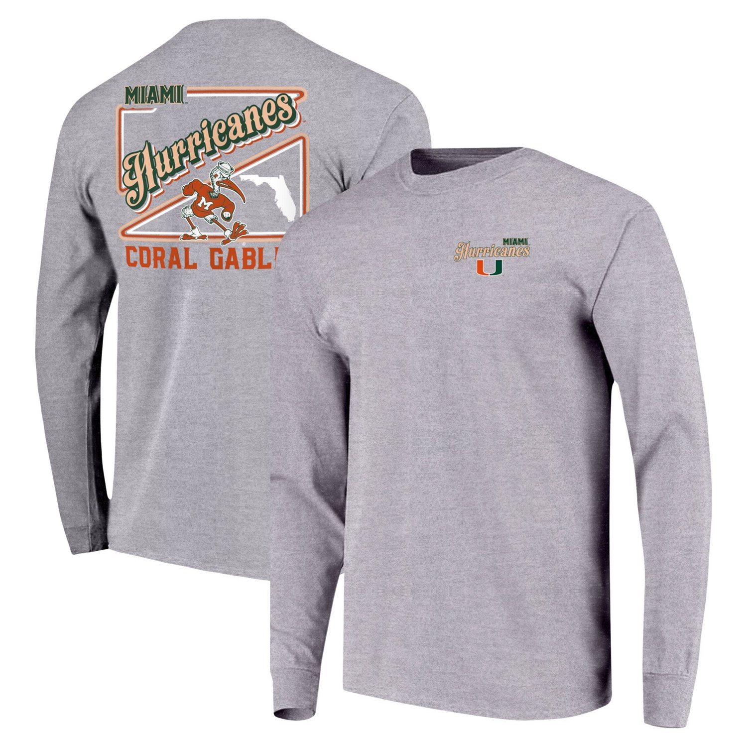 Youth Miami Hurricanes Retro Script Long Sleeve T-Shirt                                                                          - view number 1
