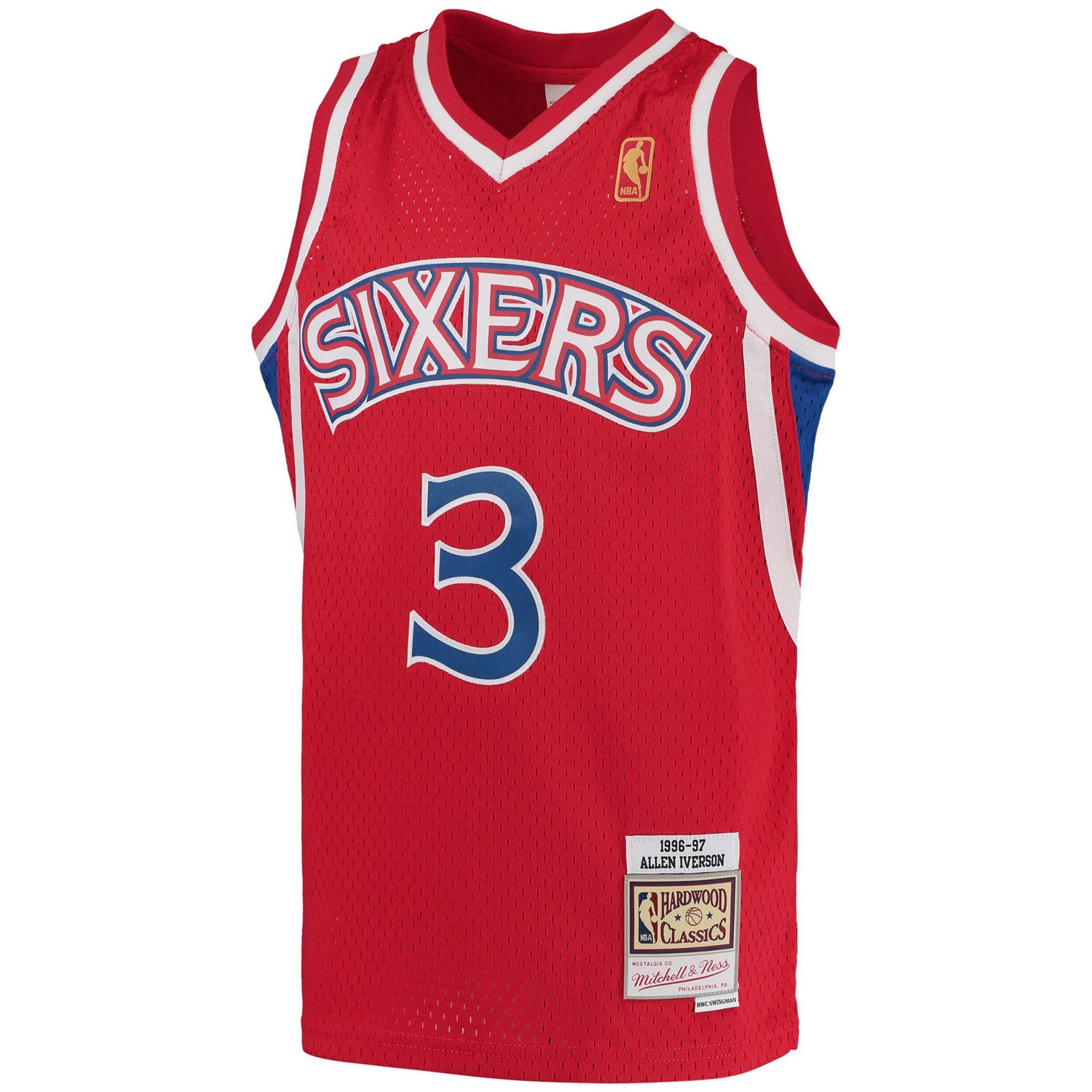 Youth Mitchell  Ness Allen Iverson Philadelphia 76ers 1996 97 Hardwood Classics Swingman Throwback Jersey                        - view number 2